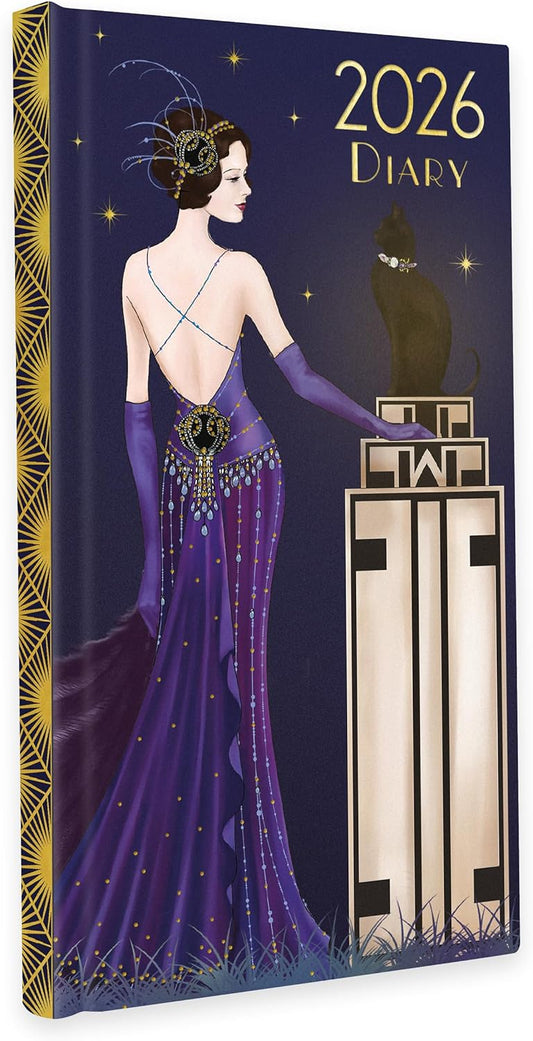 Claire Coxon Art Deco 2026 Slim Weekly Diary | Hardback Pocket Planner with Forward Planning & Original Art Deco Artwork