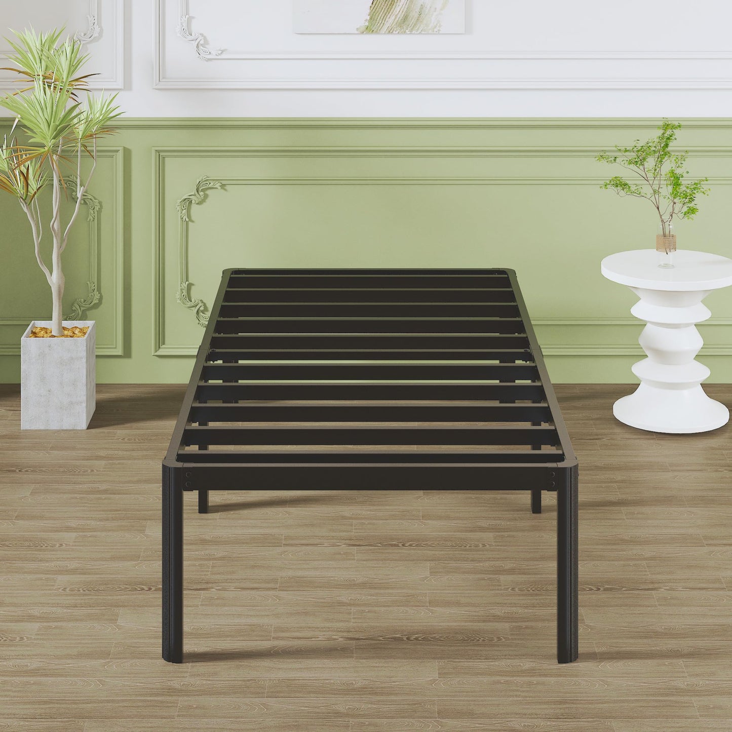 Lutown-Teen High Small Single Bed Frames 2ft6 with Rounded Corner Legs, Heavy Duty Metal Small Single Bed Frame 46 cm High, Noise Free, Easy Assembly