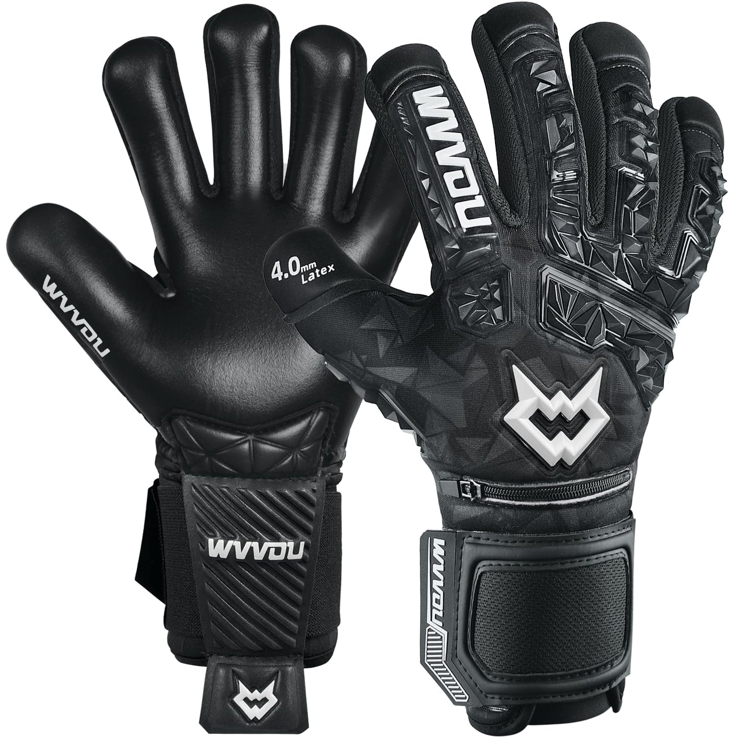WVVOU Football Goalkeeper Gloves for Adults and Youth, High Performance Football Gloves with 5 Detachable Fingersave, Goalie Gloves with 4mm Sticky