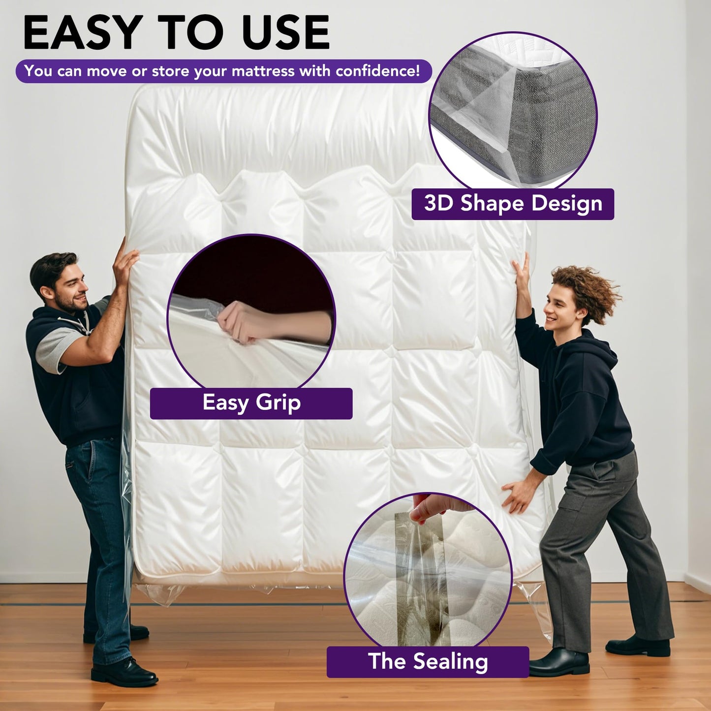 Mattress Bag for Moving and Storage, 5 Mil Heavy Duty Bed Mattress Cover, Mattress Protector Super Thick and Tear Resistant (Single)