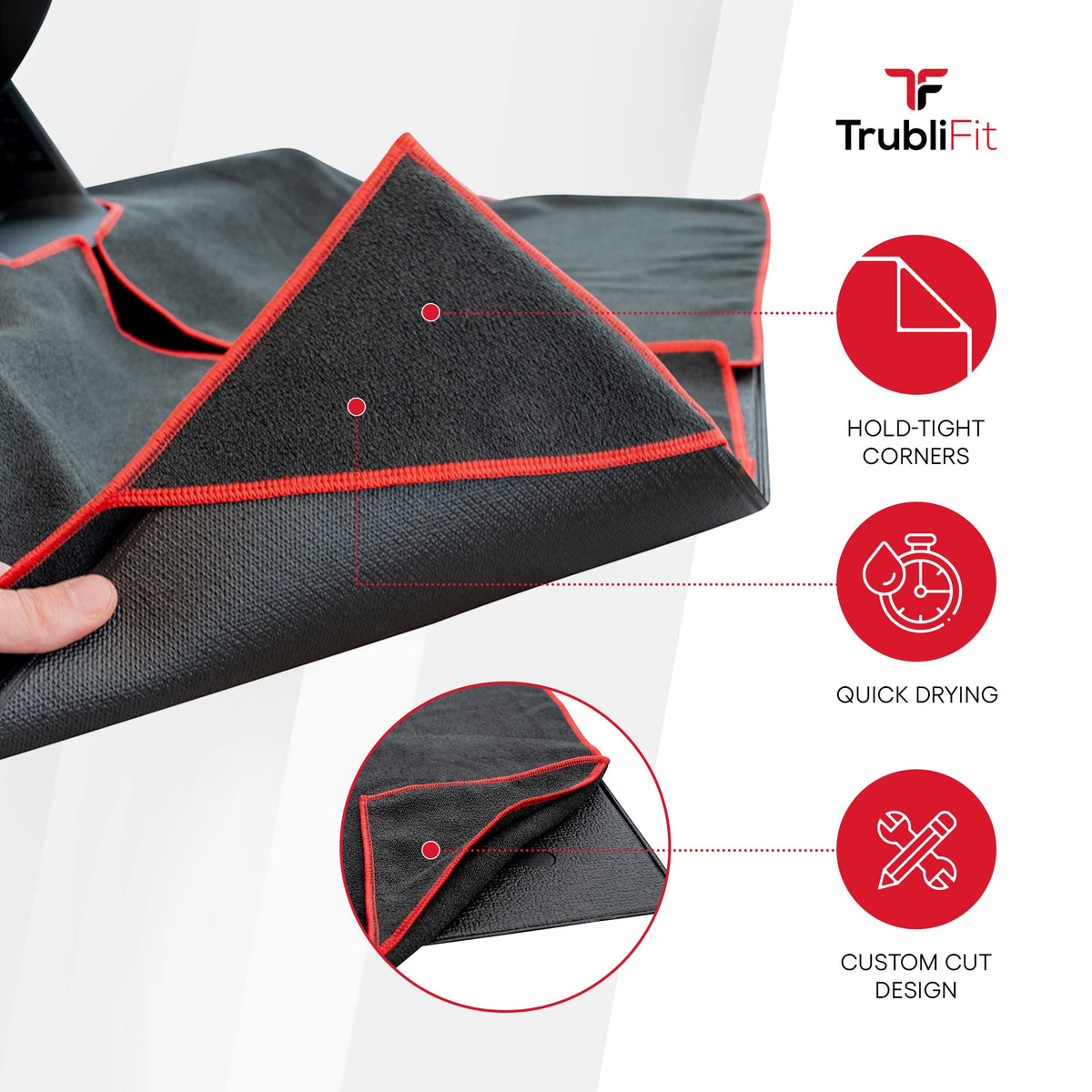TrubliFit Mat Sweat Towel for The Peloton Bike & Bike+ Accessories for Peloton - Easy Cleanup for Intense Hill Climbs