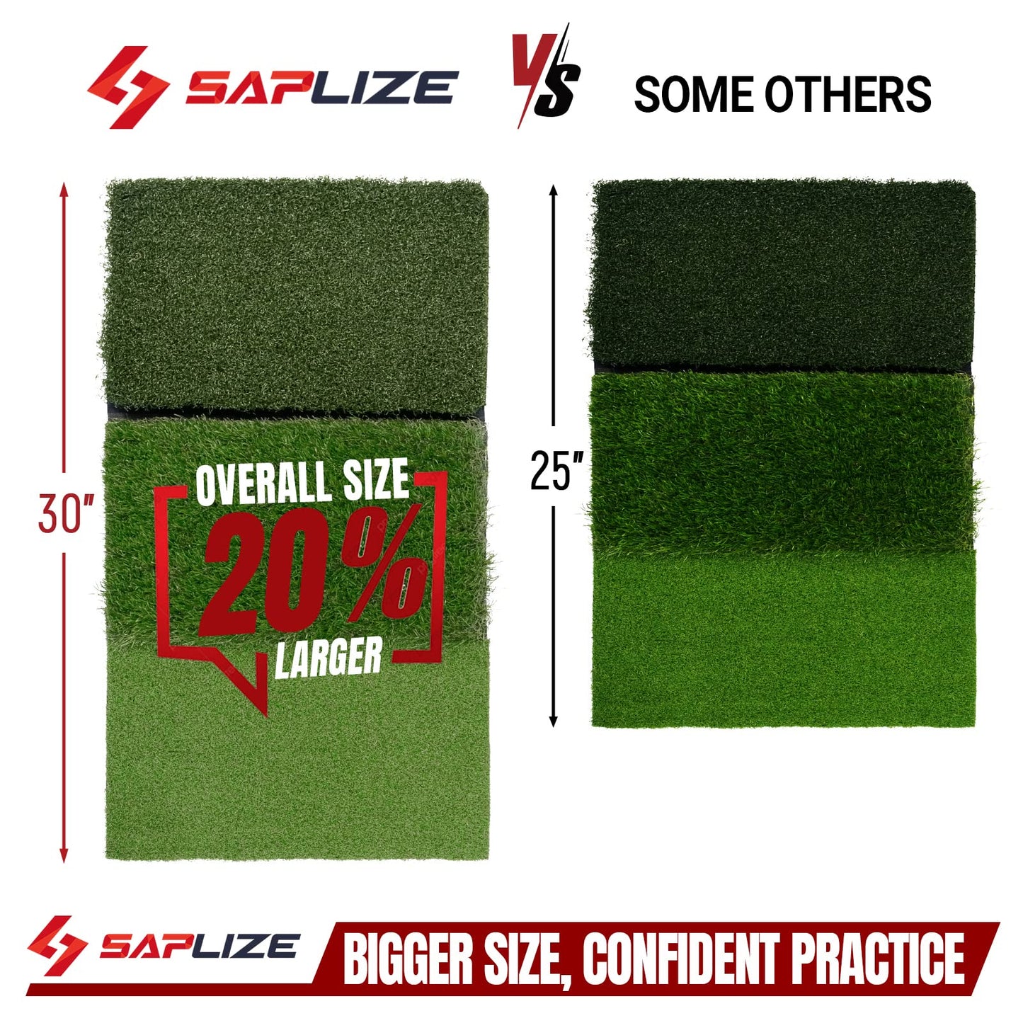 SAPLIZE 30"x15" Foldable 3-in-1 Golf Hitting Mat, Tight Lie, Rough and Fairway for Driving, Chipping, and Putting Training, Portable Golf Practice