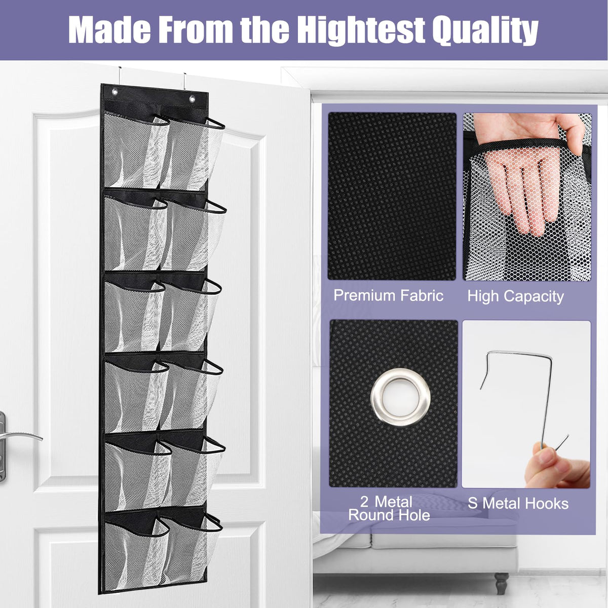 Newthinking Over Door Shoe Storage, Hanging Shoe Storage with 12 Pockets