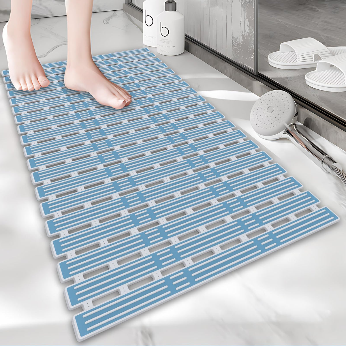 Onihan Shower Mat Non Slip Anti Mould,Bath Mat Non Slip for Shower Bath,Nonslip Bathmat for DIY Cut,Machine Washable,Shower for the Elderly and