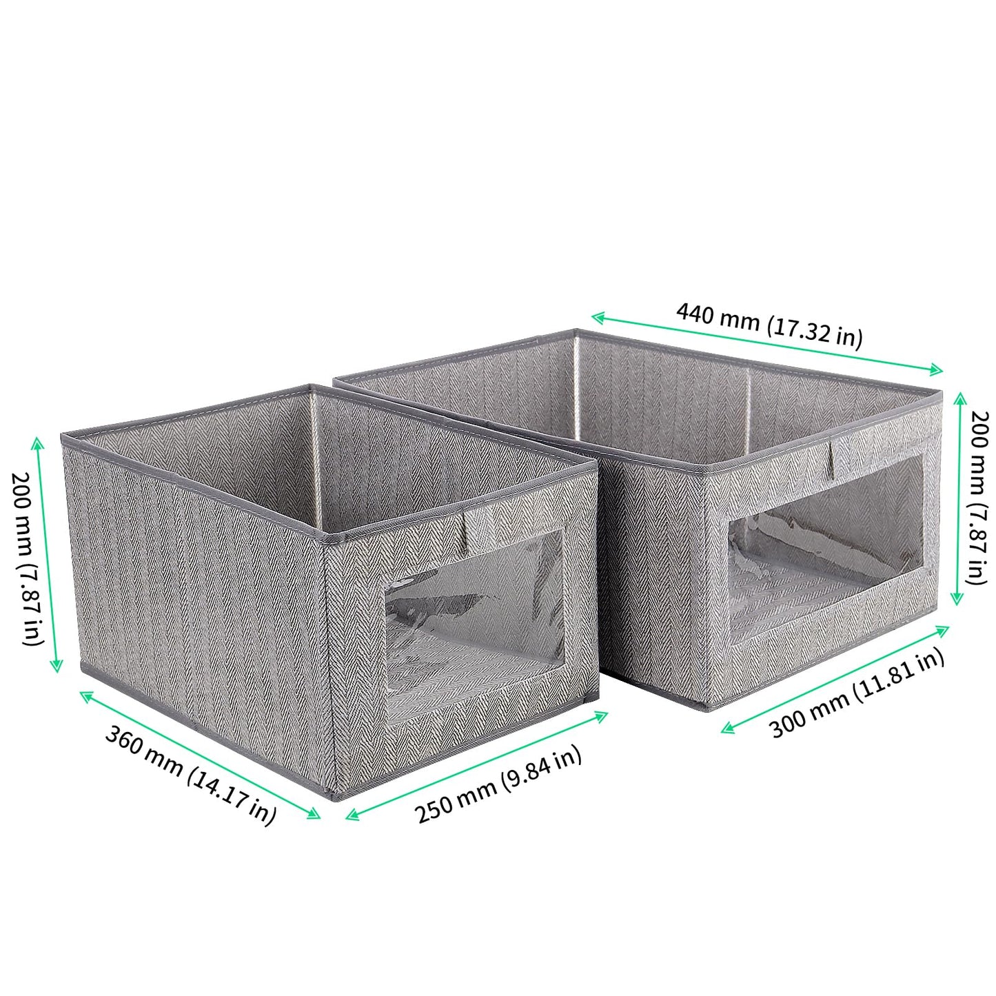 FUNSUEI 6 Pack Foldable Clothes Storage Boxes (Large & Medium), Fabric Wardrobe Storage Organiser with Clear Window for Clothes, Snacks, Towel