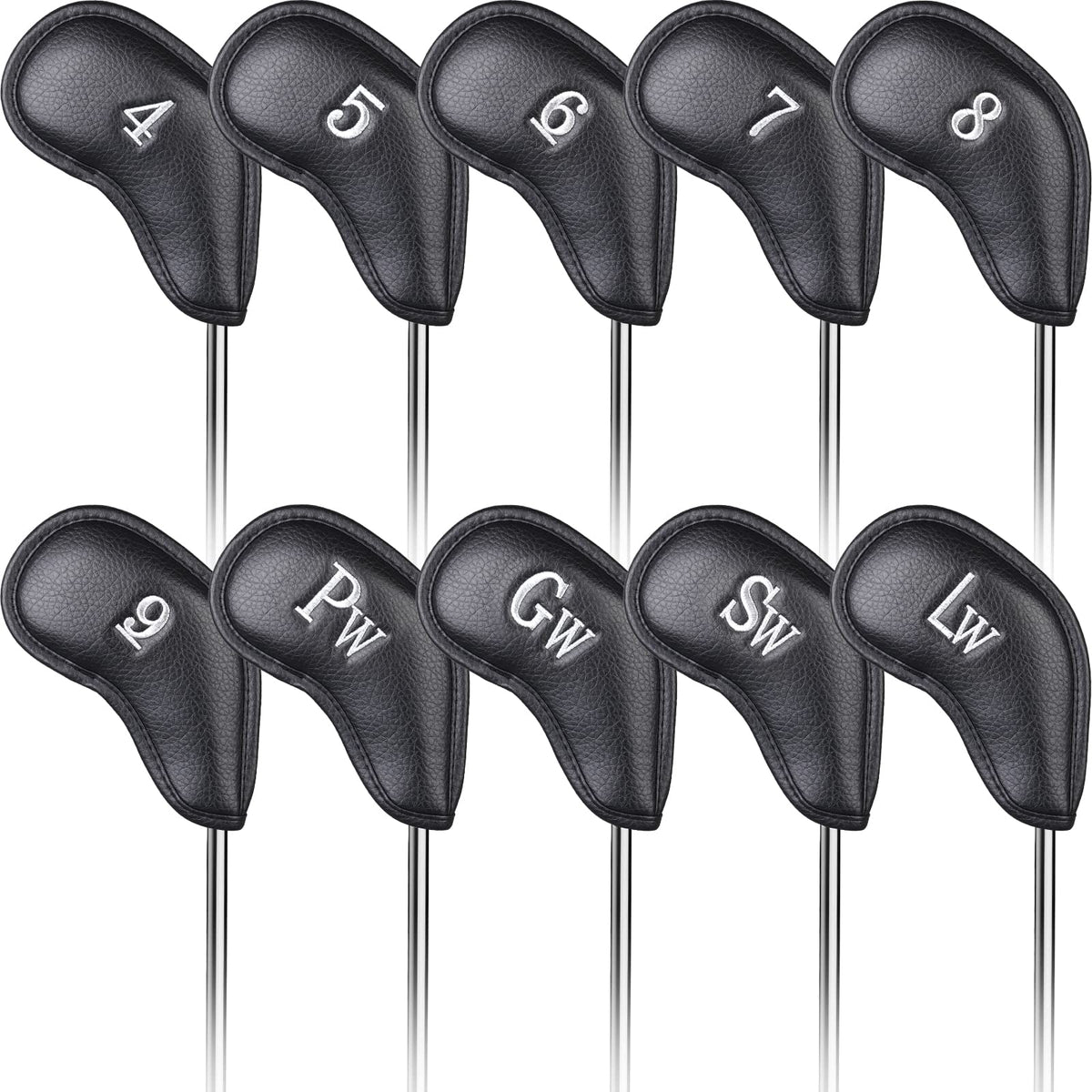 CRAFTSMAN GOLF Black Leather Iron Headcover Set 10pcs with No. on Both Sides Magnetic Closure?