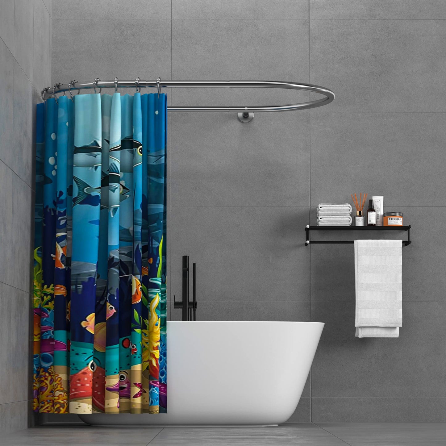 Sikaiqi Oval Shower Curtain Rod Hoop Square Shape Bathroom Rod for Clawfoot Tub Free Standing Tubs (Silver)
