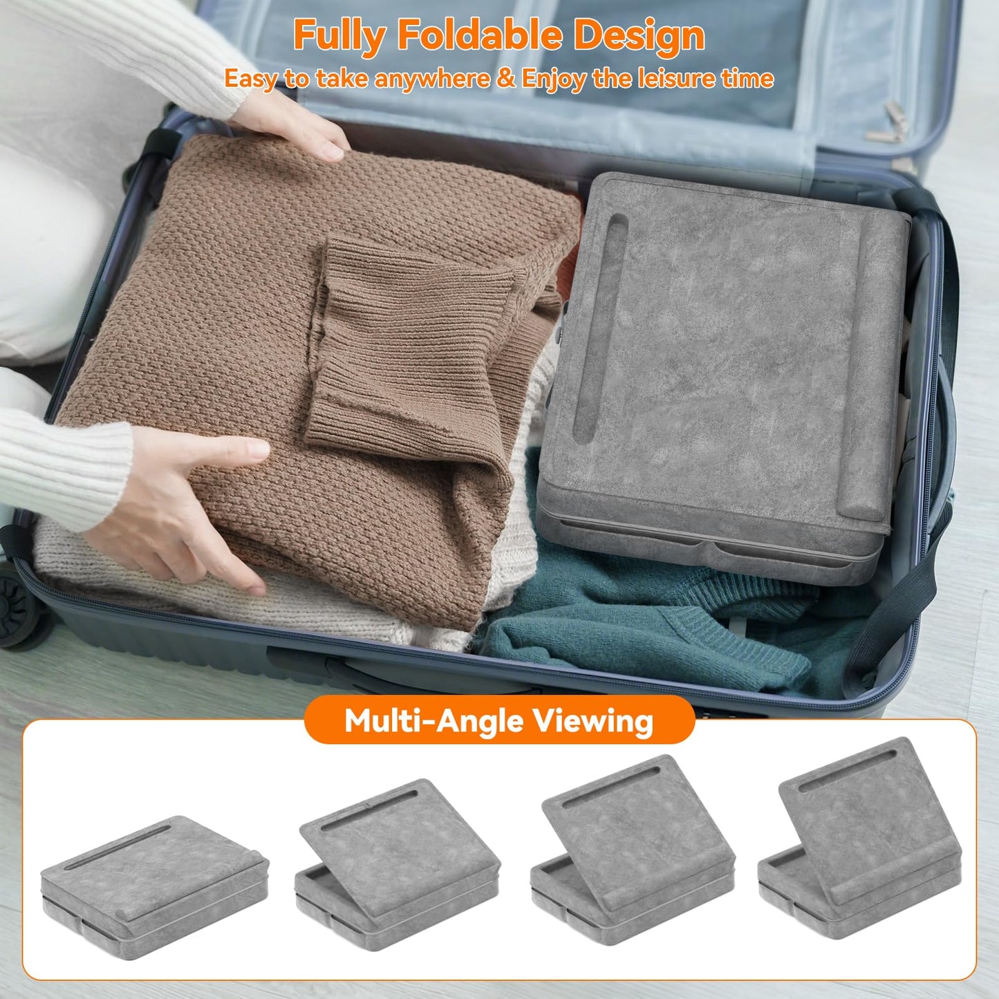 KDD Laptop Lap Desk with Cushion, Laptop Table with Storage for Bed & Sofa, Adjustable Lap Pillow Stand with Anti-Slip Strip & Cell Phone/Tablet Slot