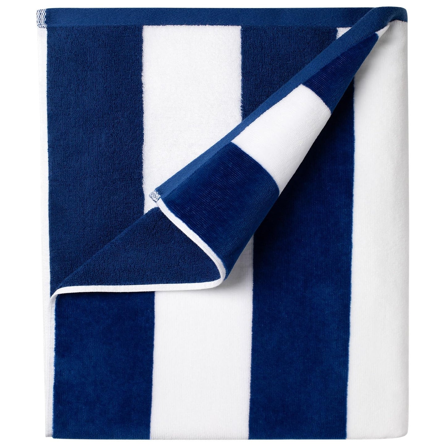 Ouxiaobai Cotton Oversized Beach Towel - 180 x 90 CM Large Size Pool Towel, Striped Soft Cabana Swim Towel (Royal Blue)