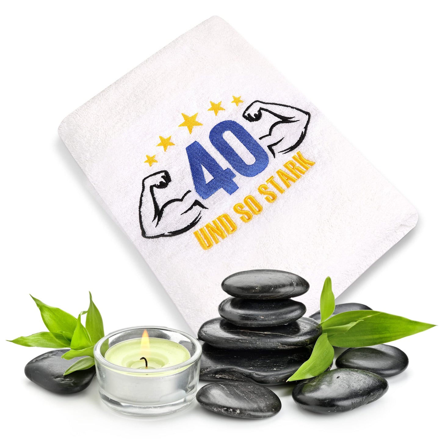 Abc Casa 40th birthday gift towel with embroidered muscles for men - a useful gift for 40 years - a wonderful gift idea for 40th