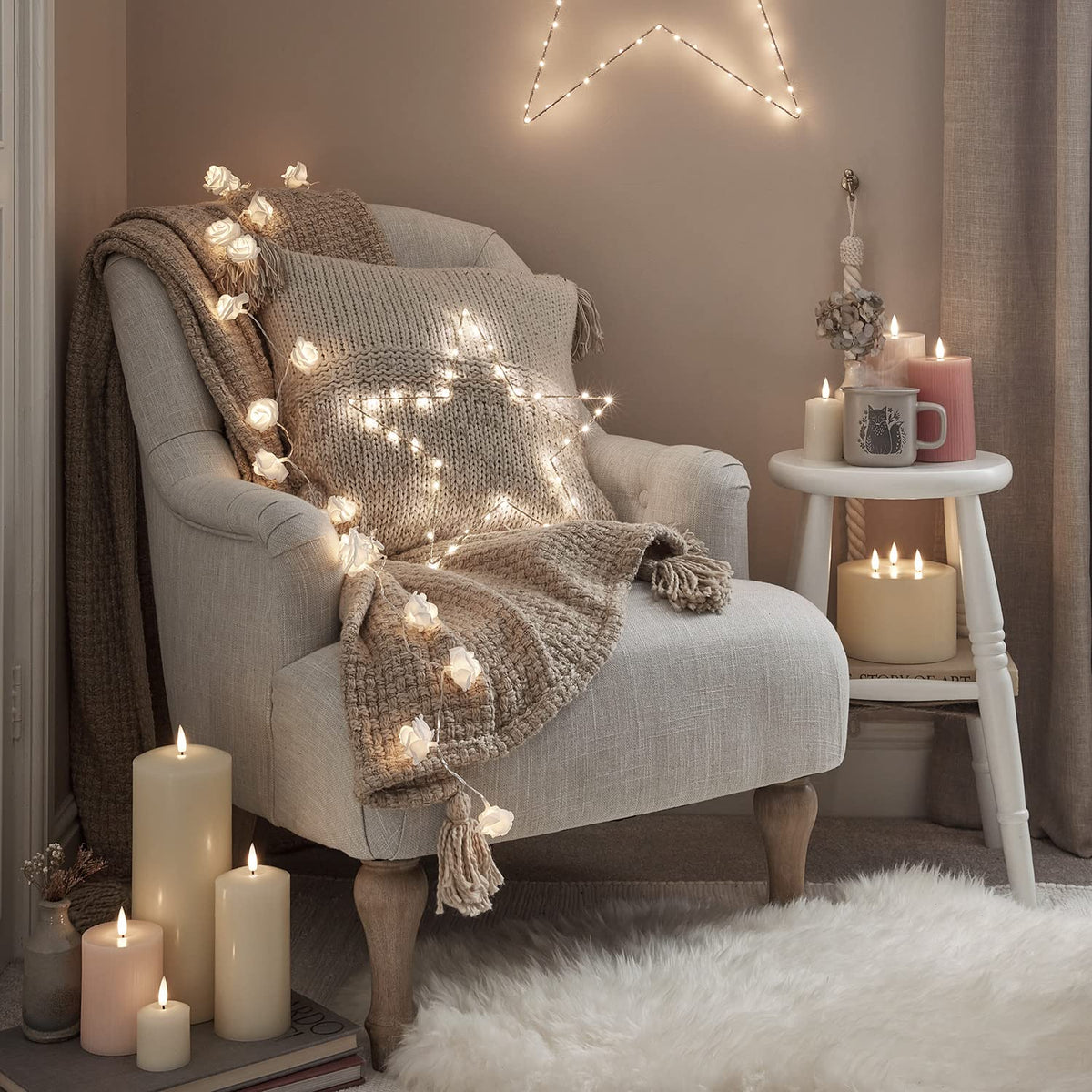 Lights4fun TruGlow Large 30cm Chapel Candle - Battery-Operated LED Flameless Candle with Timer, Real Ivory Wax, Safe & Stylish Home Decor