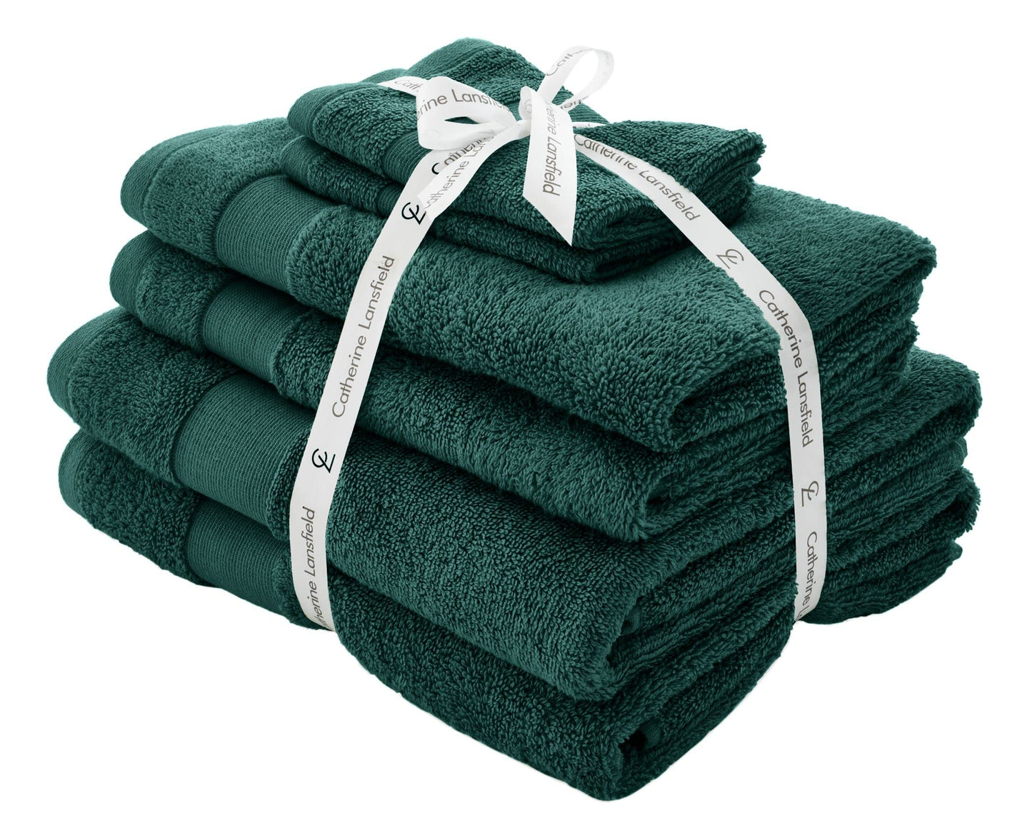 Catherine Lansfield Bathroom Anti Bacterial 500 gsm Soft & Absorbent Cotton 6 Piece Towel Set Forest Green