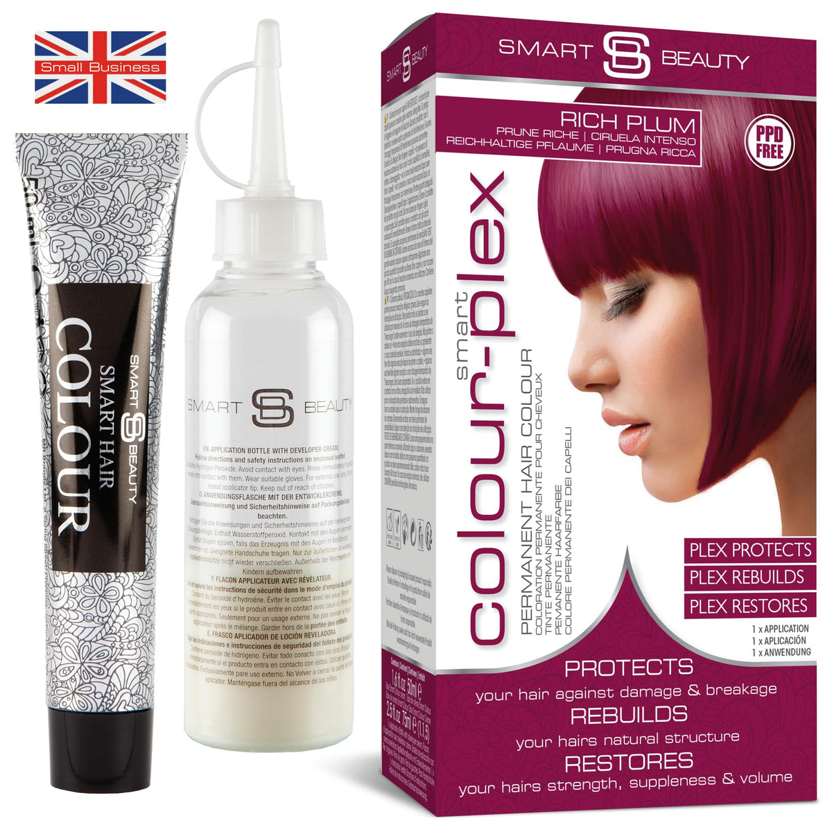 Rich Plum Hair Dye Permanent with Anti-Breakage Plex Hair Care, Vegan Hair Dye & Cruelty-Free, PPD Free Hair dye, Grey Coverage, Warm Plum Hair