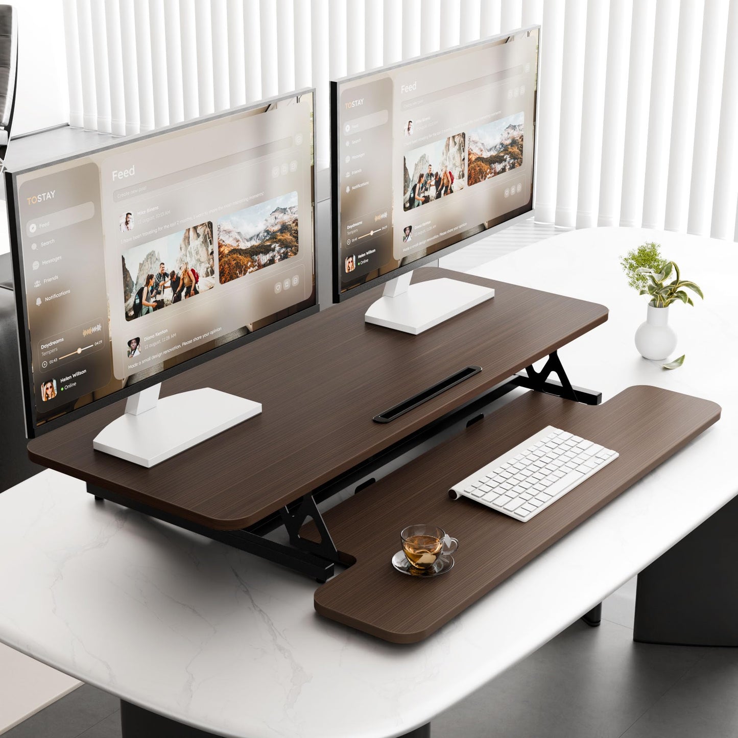 ERGOMAKER Height Adjustable Standing Desk Converter 101cm(40 Inch), Black