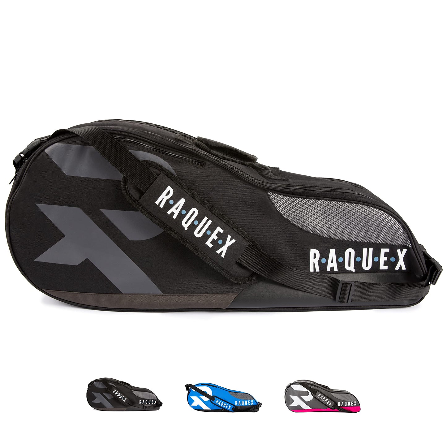 Raquex Tennis Bag - Racket Bag for Tennis, Badminton & Squash Racquets. Blue, Black or Magenta. Badminton Bag, Holds up to 6 Racquets + Accessories +