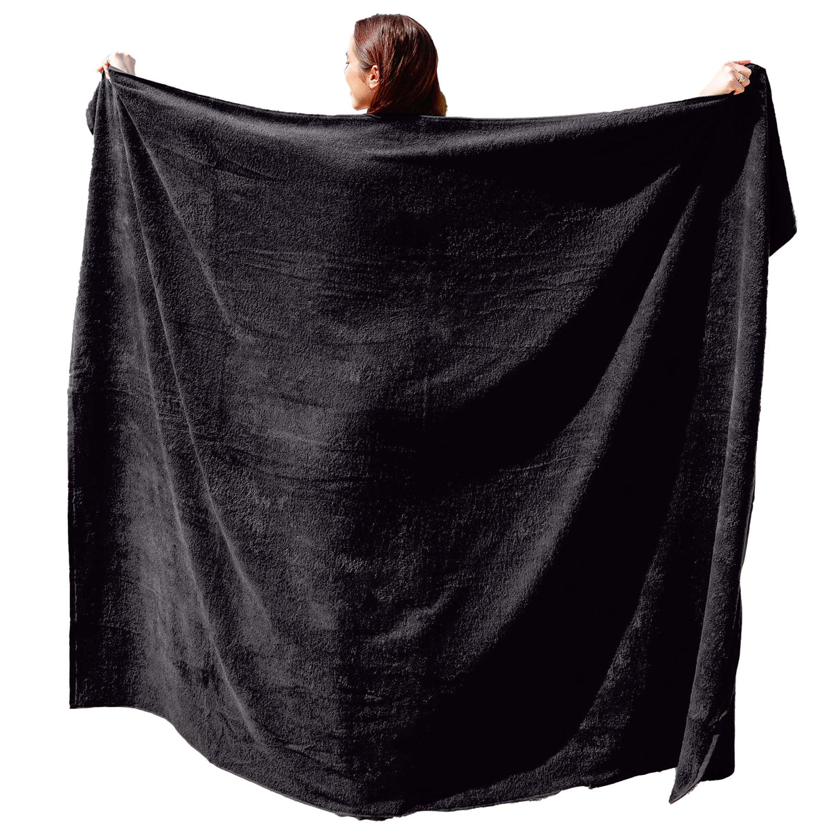 ADAMO XXL Oversize Beach & Bath Towel - 155 x 220 cm or 100 x 220 cm, Black