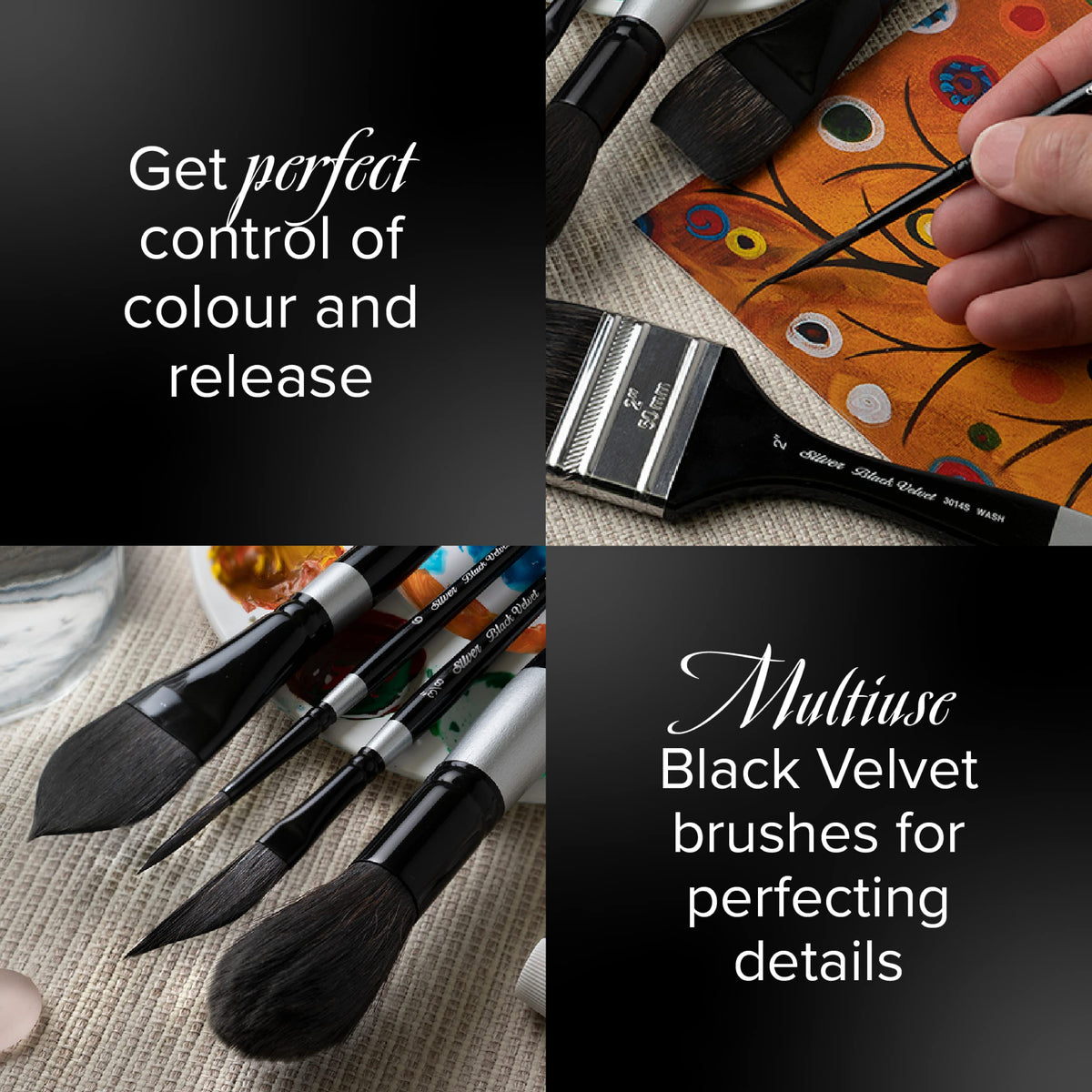 Silver Brush Limited 3000S14 Black Velvet Round Brush for Watercolour, Size 14, Short Handle