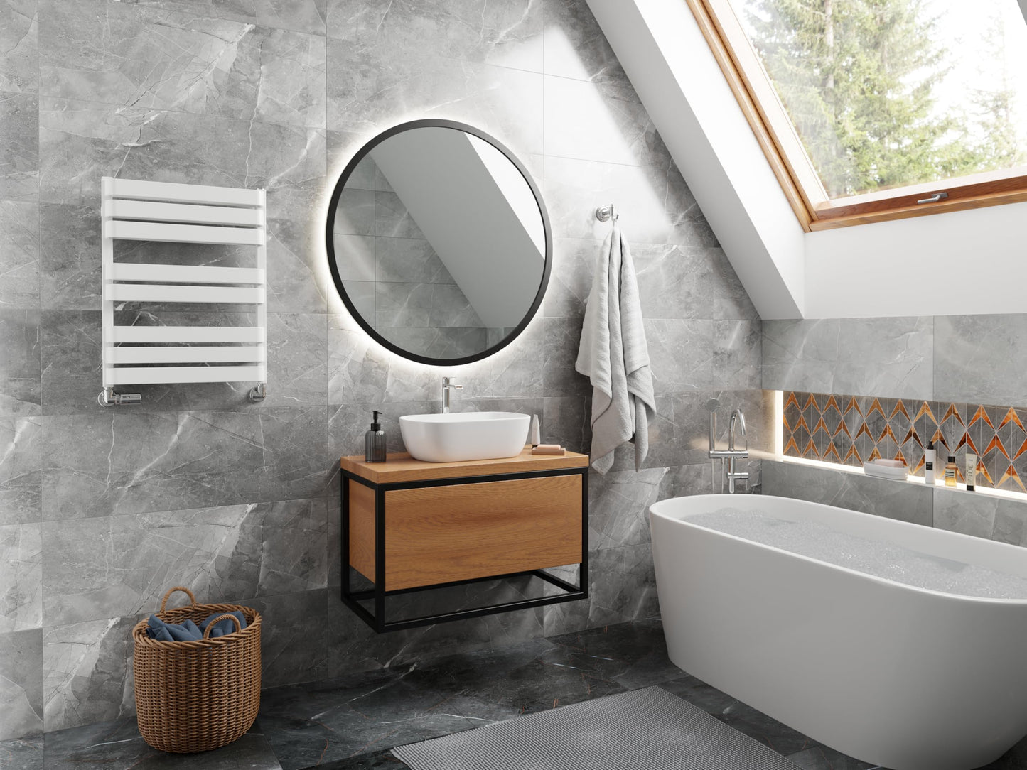 Terma Towel Rail (Cen./Heating), Steel, Soft 9016 (Matt White), 655h x 500w [1569 BTUs t50]