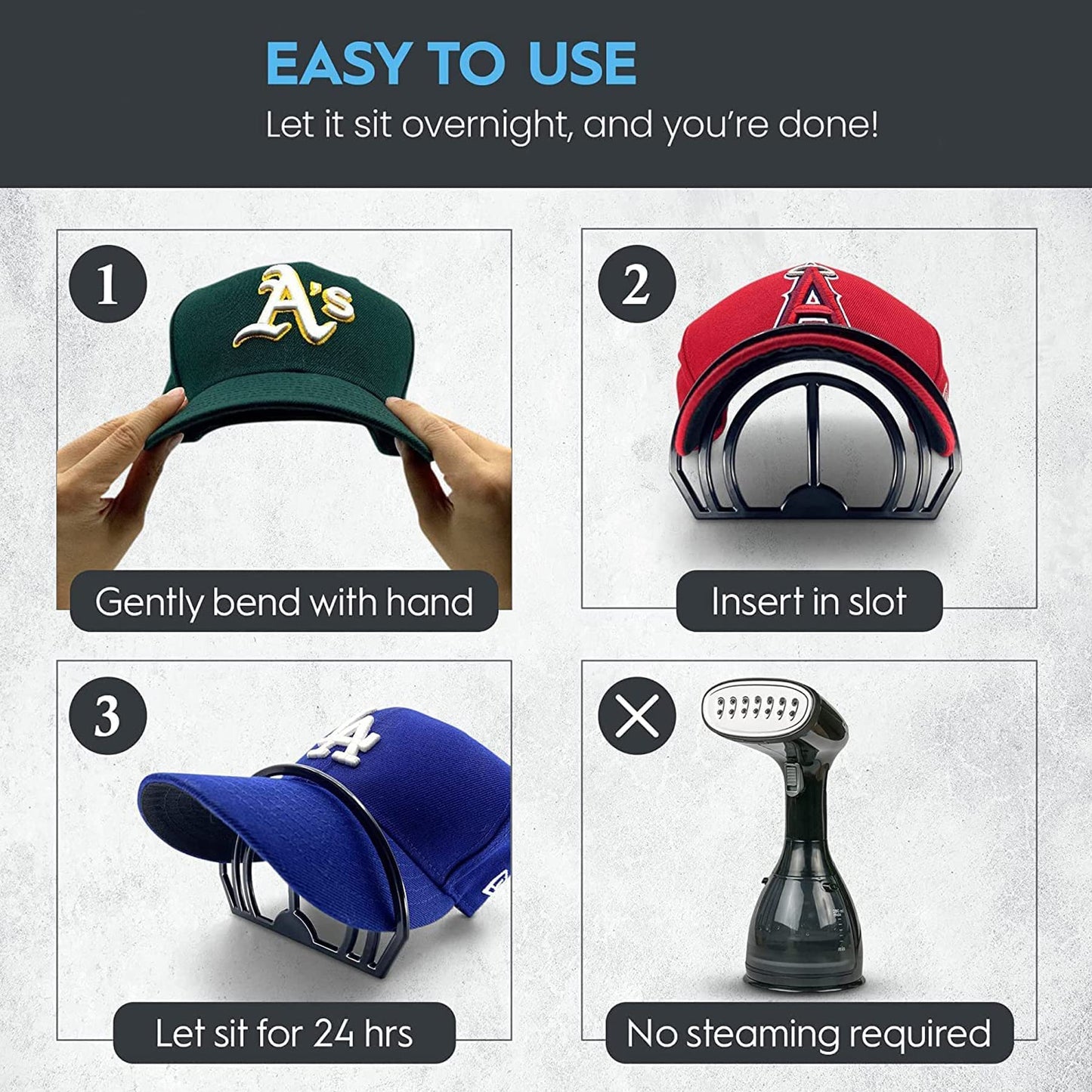 Baoswi 6 Pack Hat Brim Bender - Perfect Hat Curving Band, No Steaming Required - Convenient Hat Shaper Design with Dual Option Hat Bill Bender Slots