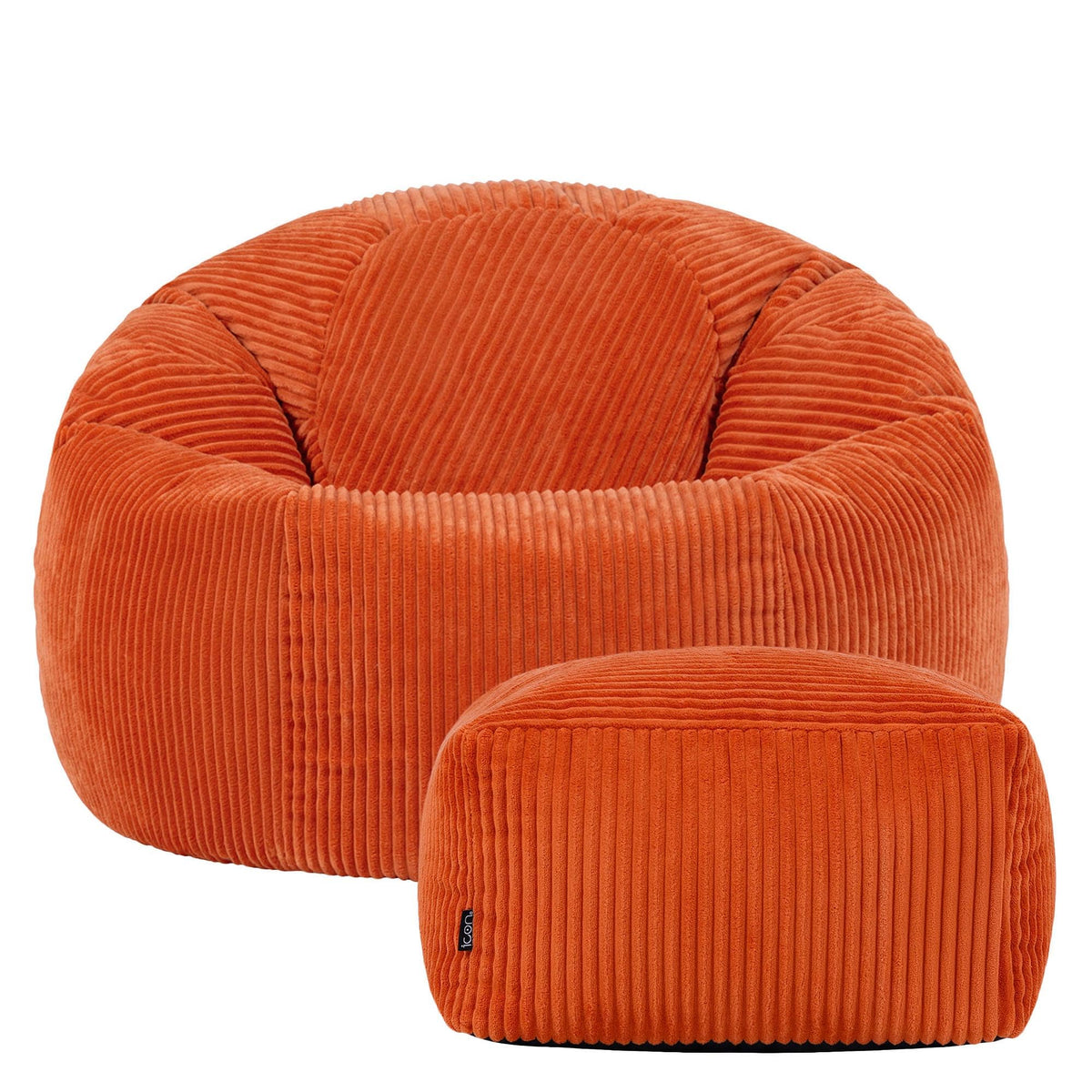 icon Kingston Cord Bean Bag & Footstool with Filling Included, Orange