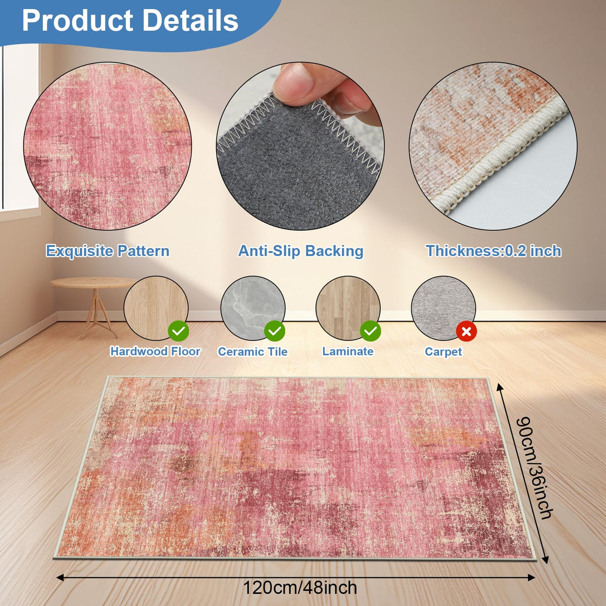 Capslpad Office Chair Mats for Hardwood Floor 90x120cm Non-Slip Modern Abstract Home Multi Purpose Chair Mat Low Pile Floor Protectors Computer Chair
