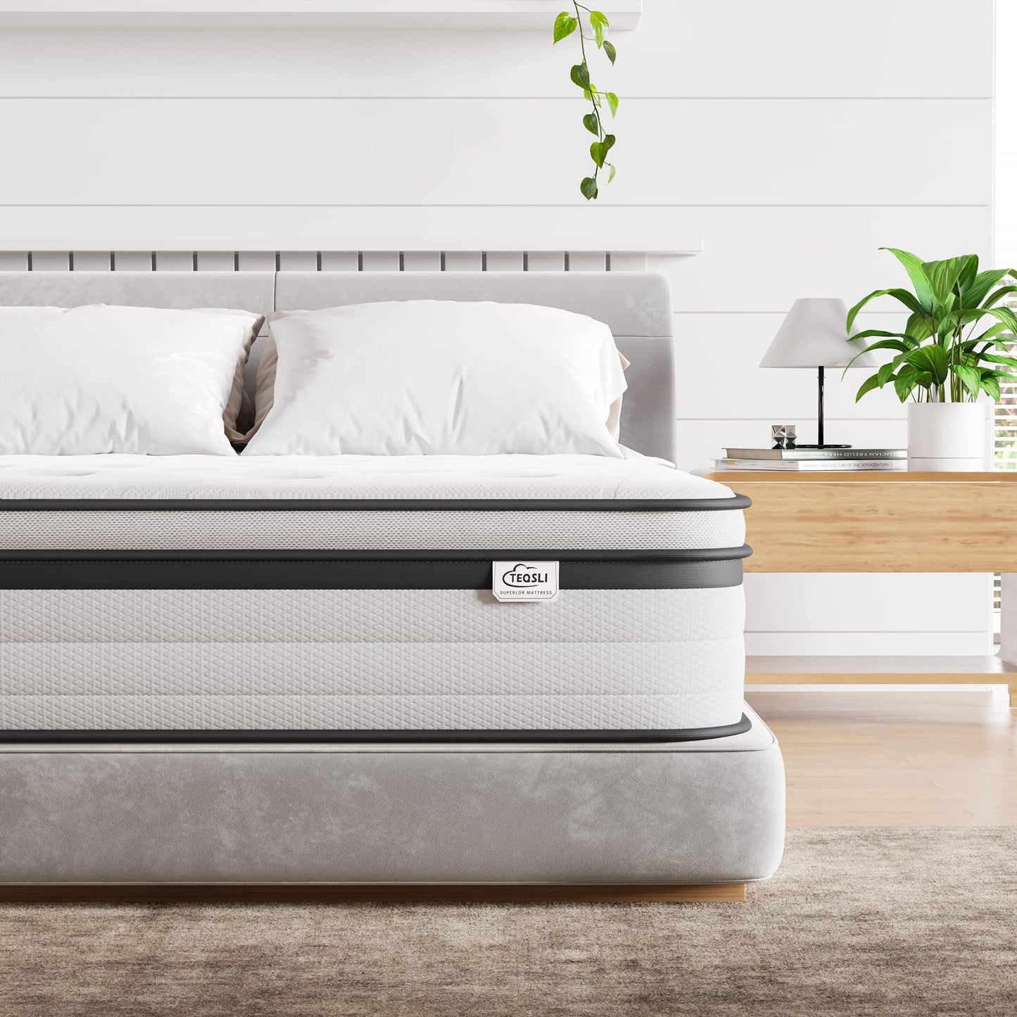 TeQsli Double Mattress 4FT6 Memory Foam Spring Hybrid Mattress 27CM