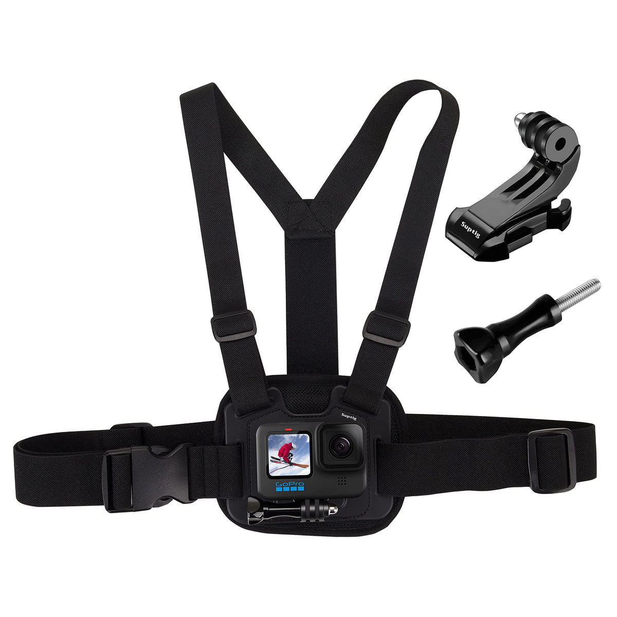 Suptig Chest Mount, Adjustable Chest Strap, Breathable Material for Gopro Hero 13 Hero 12 Hero 11 Hero 10 Hero 9 Hero 8 Hero 7 Hero 5 Hero 4 Hero 3,