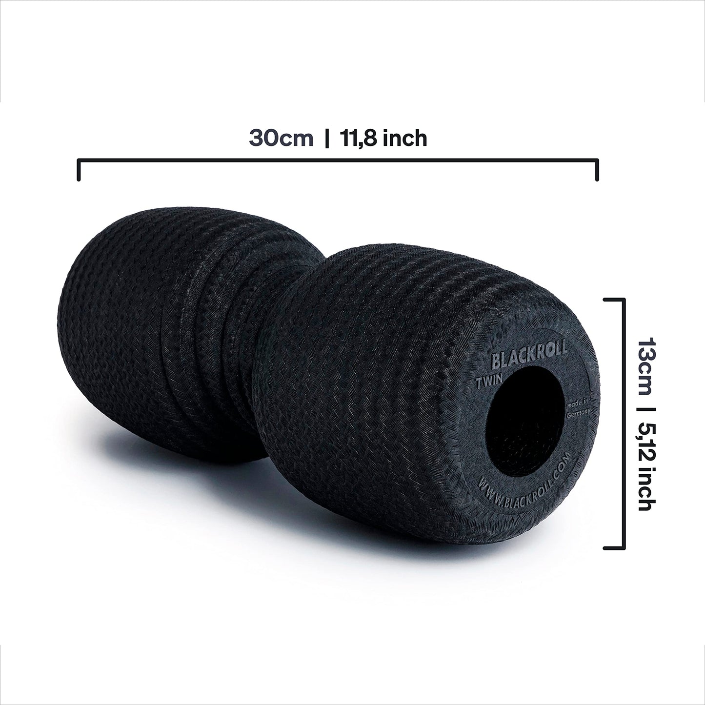 BLACKROLL? Twin Fascia Roller (30 cm x 13 cm) Massage Roller with Spine Space | Point Self Massage and Regeneration | Medium Hardness | Made in