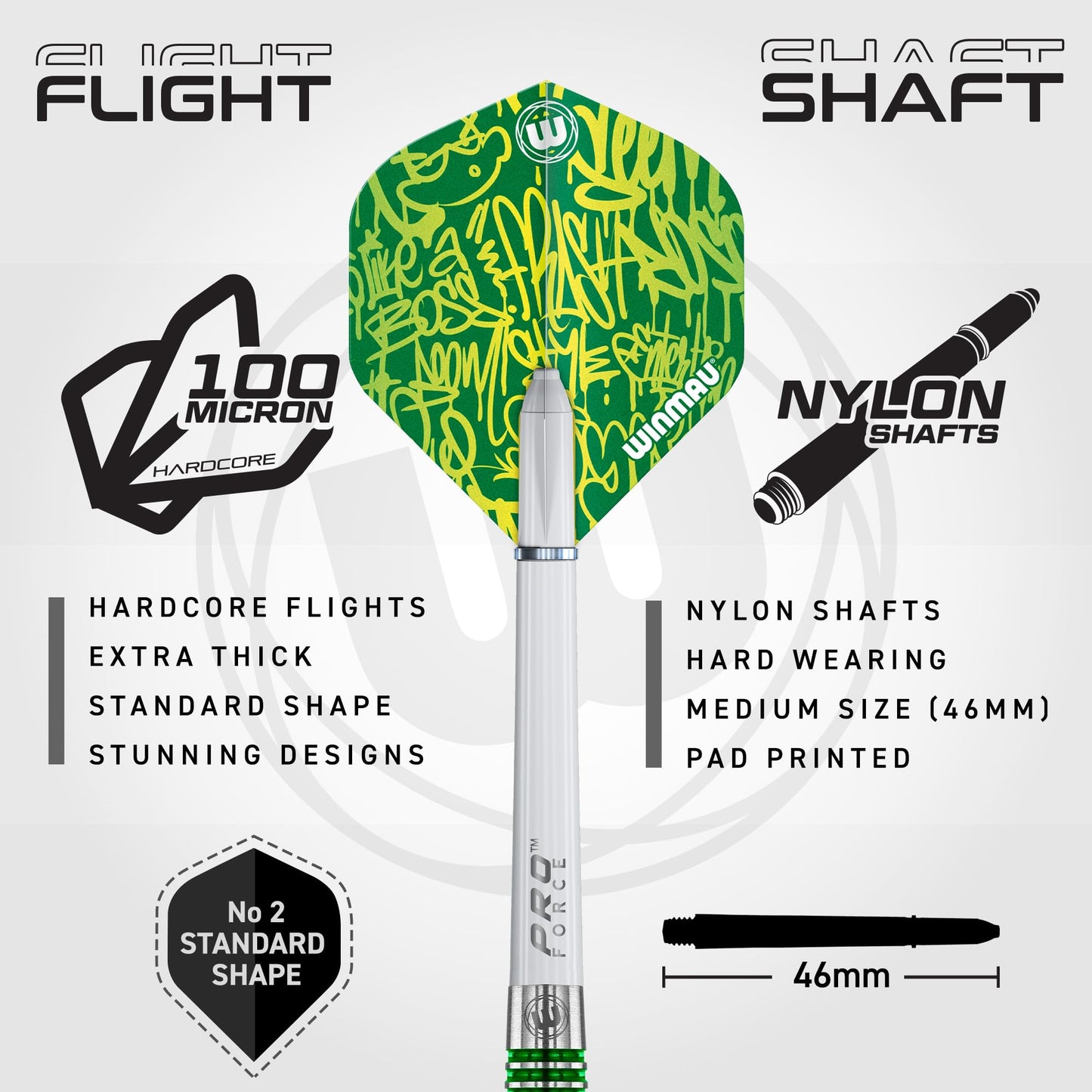 WINMAU Advance 500 Series Tungsten Green 26 Gram Steeltip Darts Set with Flights and Shafts (Stems)