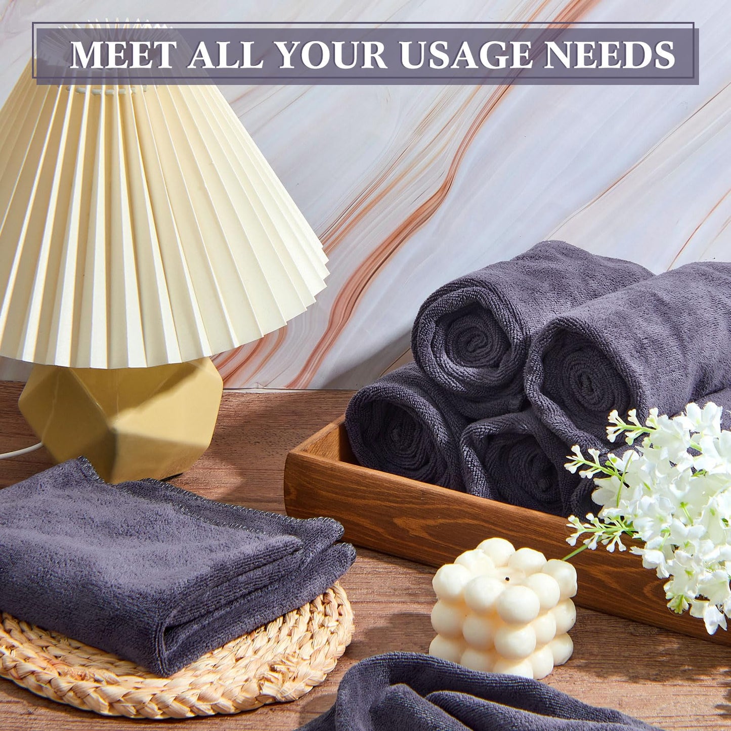 Tatuo 12 Pcs Drying Microfibre Hair Salon Towels 34 x 70 cm Quick Dry Absorbent Hand Towels for Bathroom Soft Hairdressing Cloths for Face Bath Gym