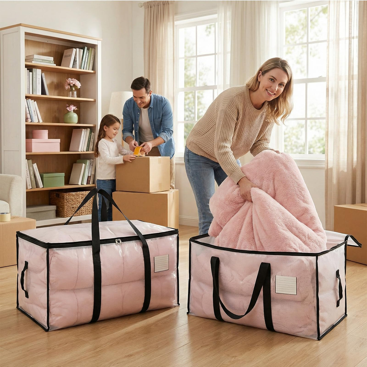 NCEDNㅤ Large Moving Boxes and Storage Bags - 6 Pack 92L Heavy Duty Extra Large Moving Bags with Reinforced Bottom