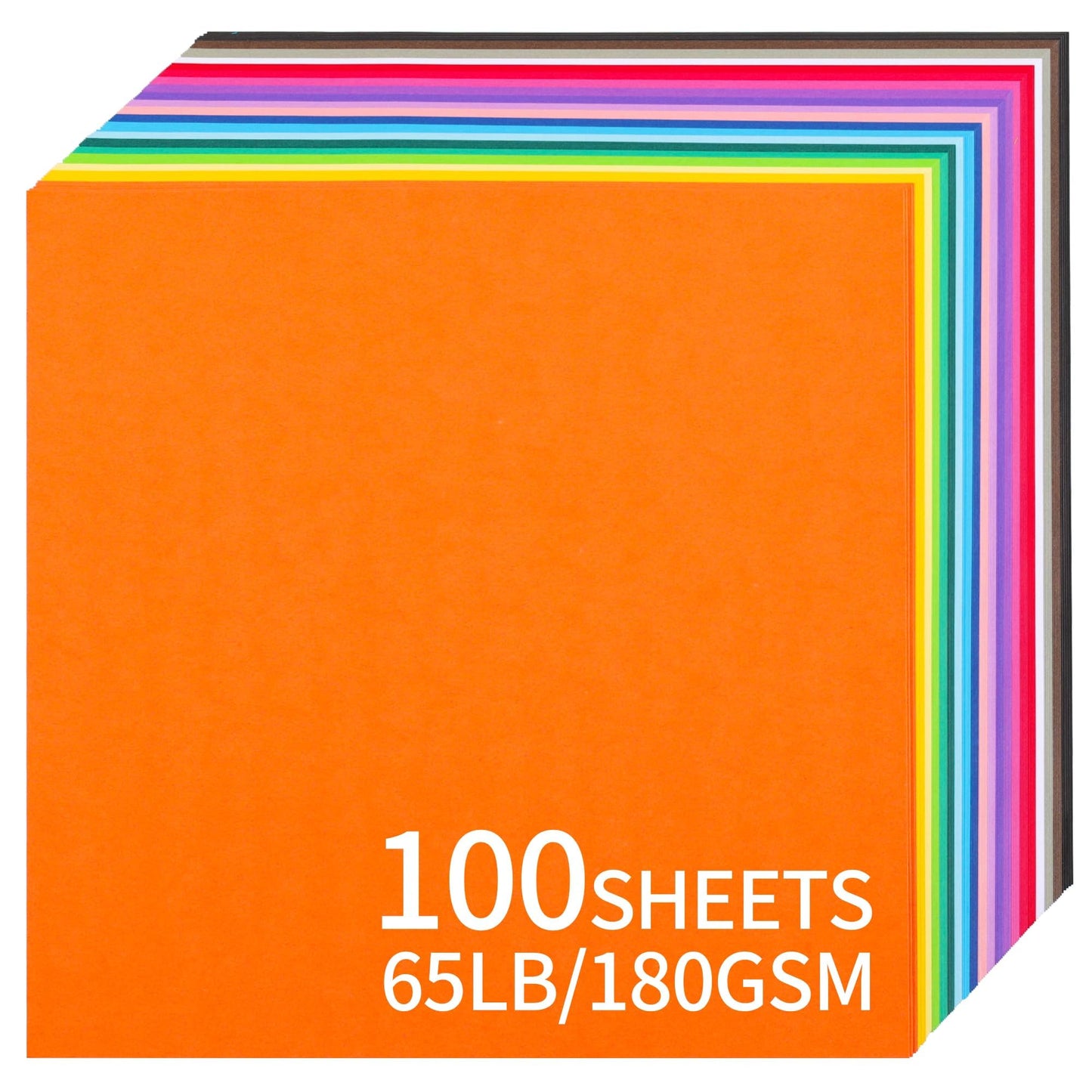 12" x 12" Coloured Cardstock - 100 Sheets Card Paper 20 Colors 180gsm 65lb 30.5?30.5cm Card Pack for Card Making, School Projects, Art & Craft