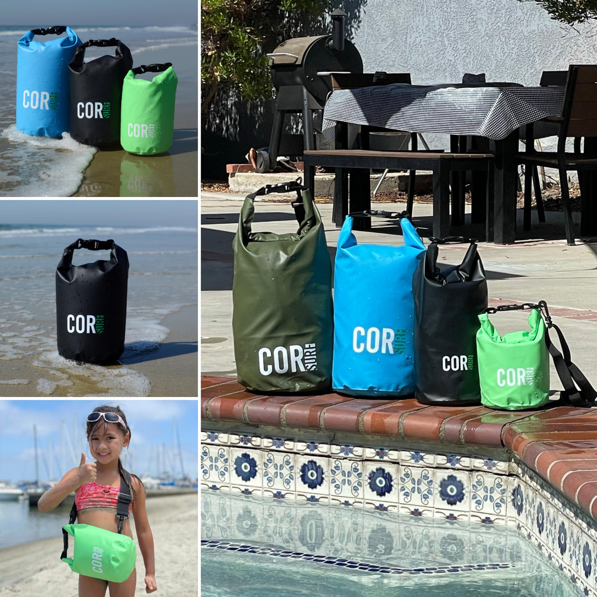 COR Surf Floating Waterproof Dry Bag Roll Top Sack Keeps Gear Dry for Kayaking, Rafting, Boating, Swimming, Camping, Hiking, Beach, Fishing (Green,