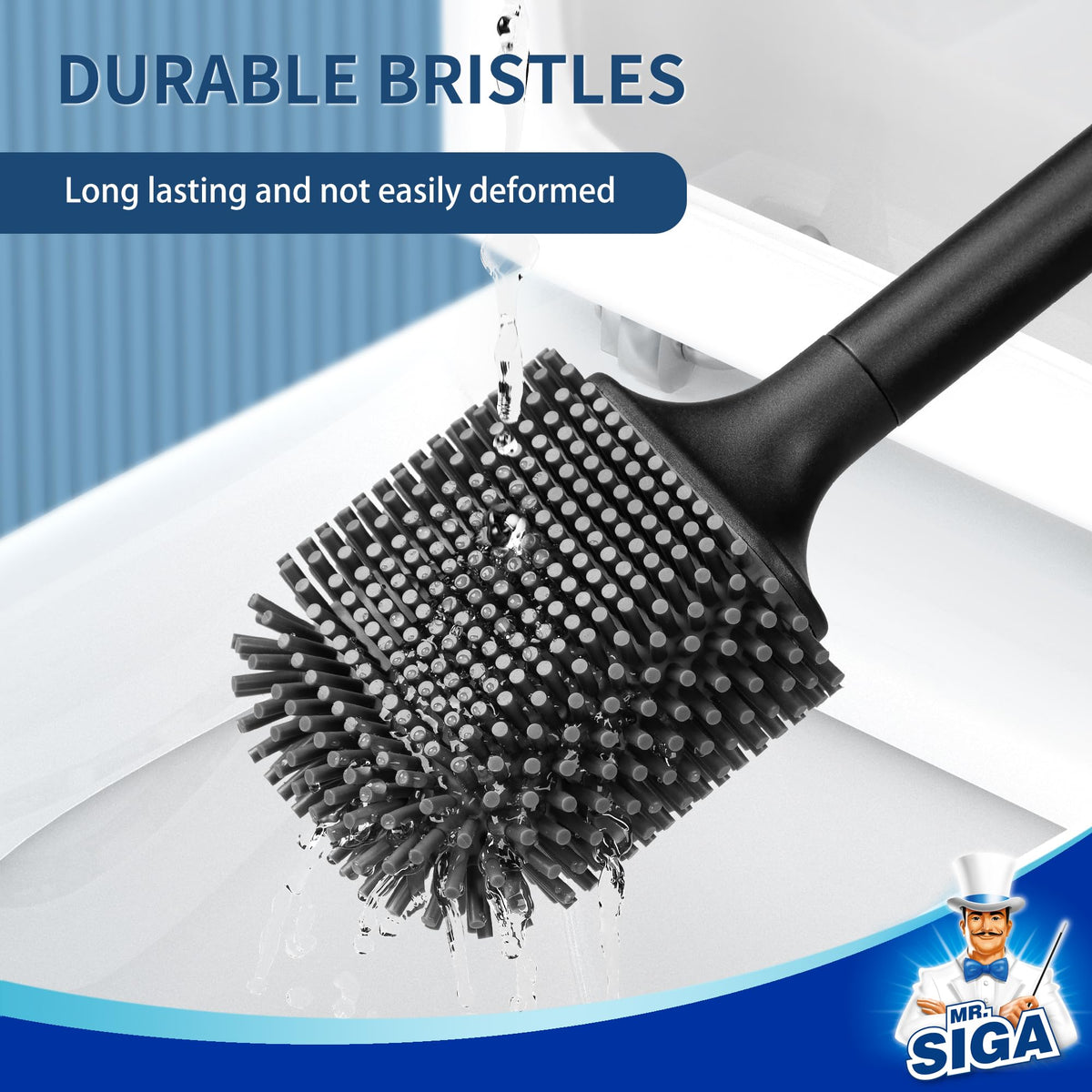 MR.SIGA Toilet Brush and Holder Wall Mounted, Black, 1 Pack