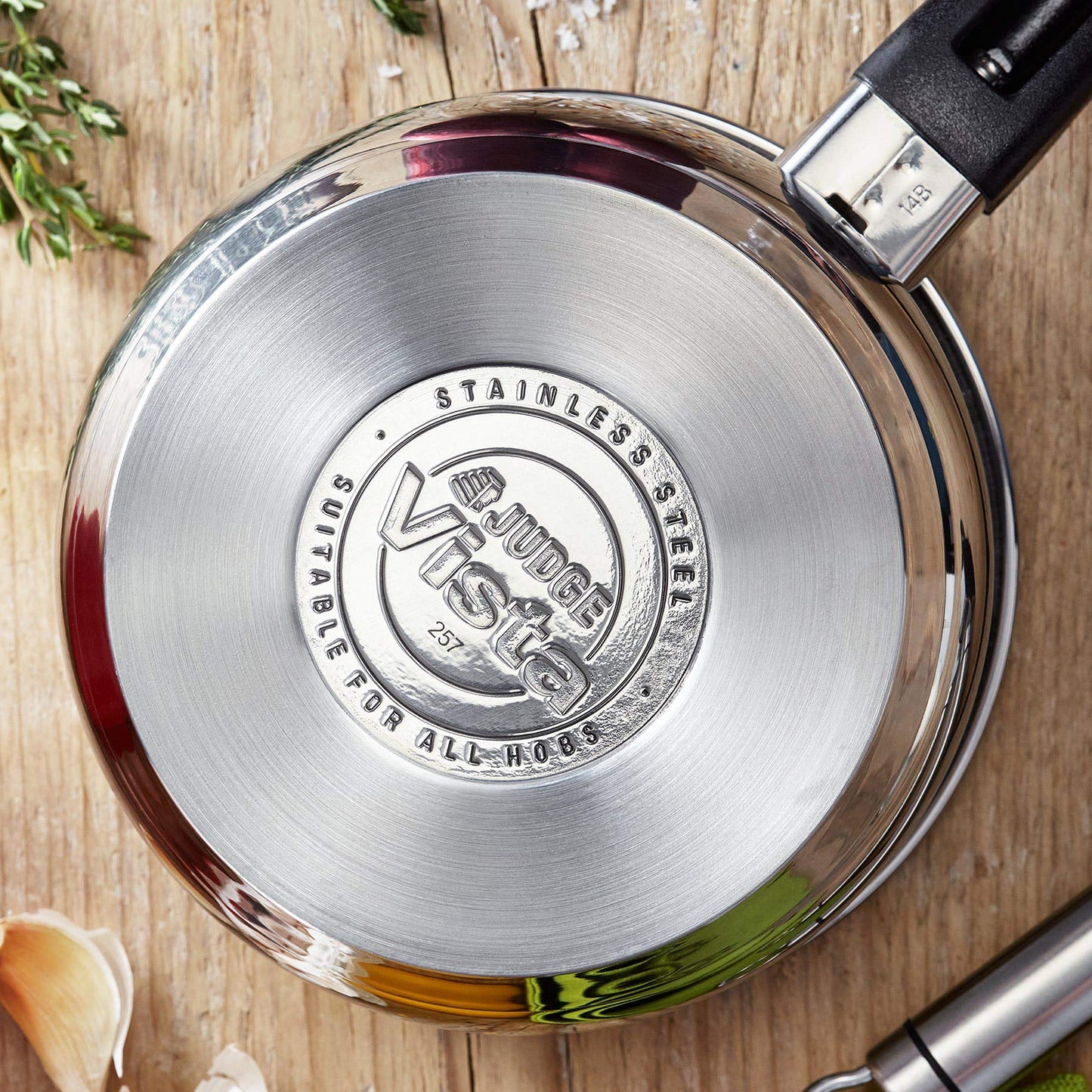 Judge Vista Stainless Steel Non-Stick Large Saucepan 18cm 1.8L, Shatterproof Vented Glass Lid, Induction Ready, Oven Safe, 25 Year Guarantee