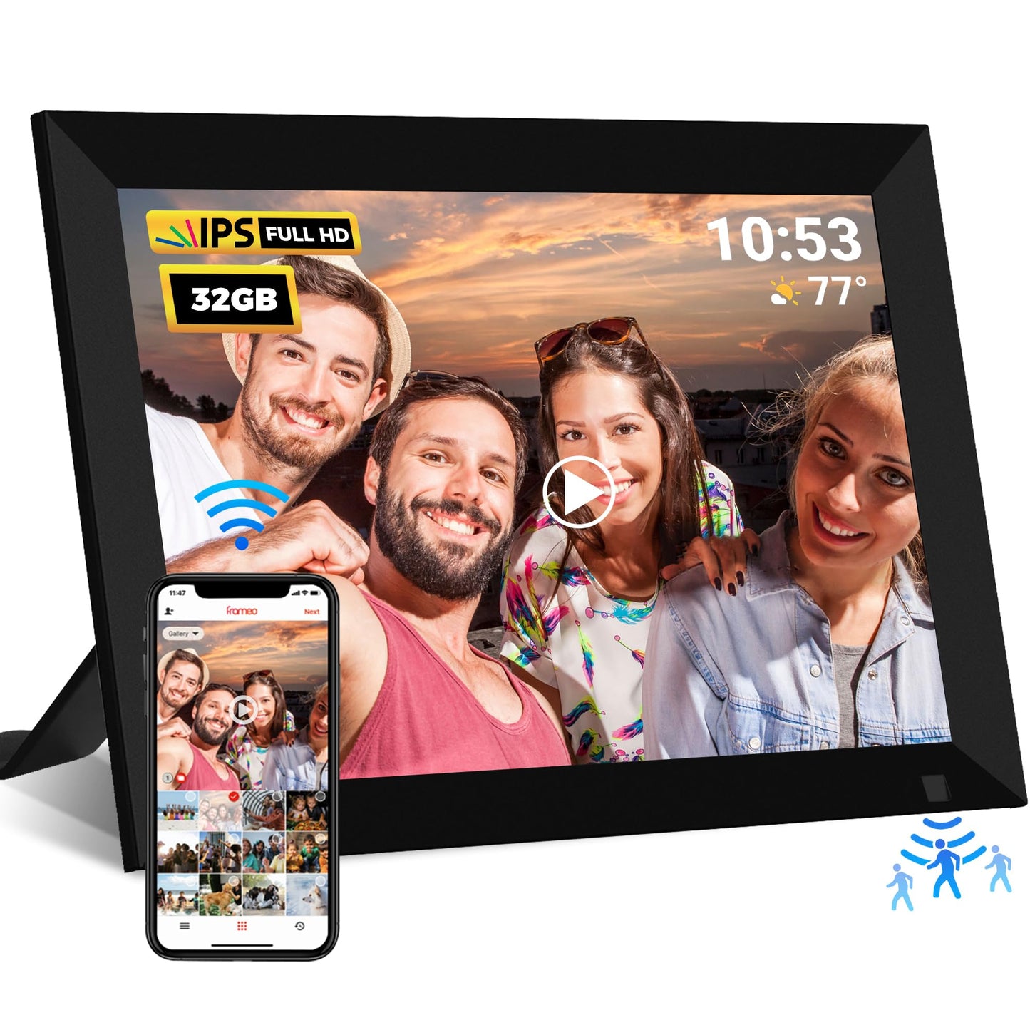 ???? WiFi Digital Photo Frame,10.1 Inch Digital Picture Frame,HD IPS LCD Touchscreen,Motion Sensor,Auto-Rotate,Quick and Easy Share Photos or Videos