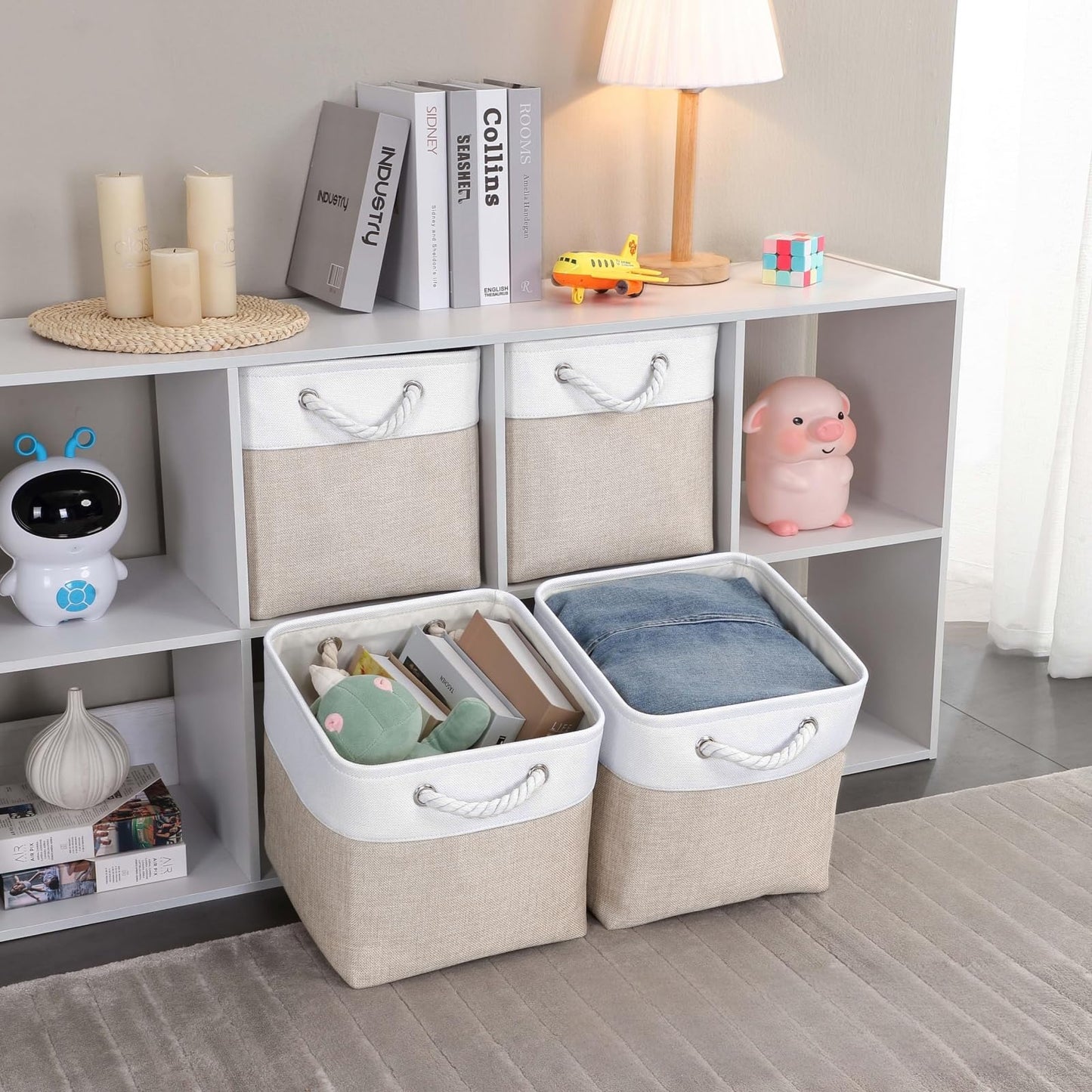 Mangata Fabric Storage Boxes, 28x28x28cm Storage Baskets Storage Cube Boxes for Organizing Clothes Shelf Nursery Home Closet