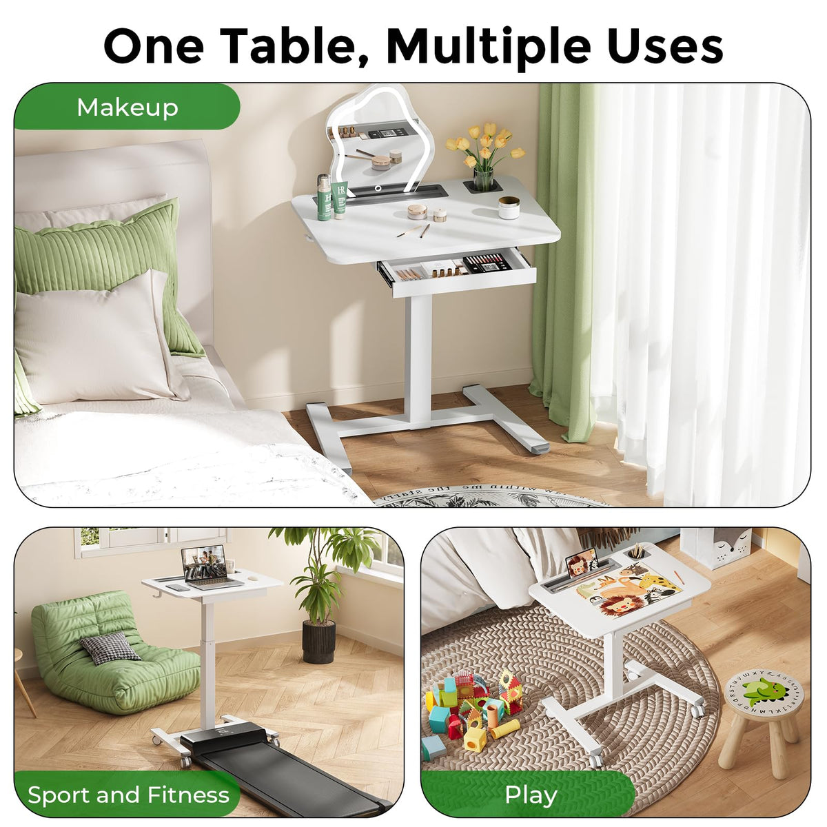 Gibbon Mounts Mobile Laptop Desk, 70x50cm Height Adjustable Standing Desk