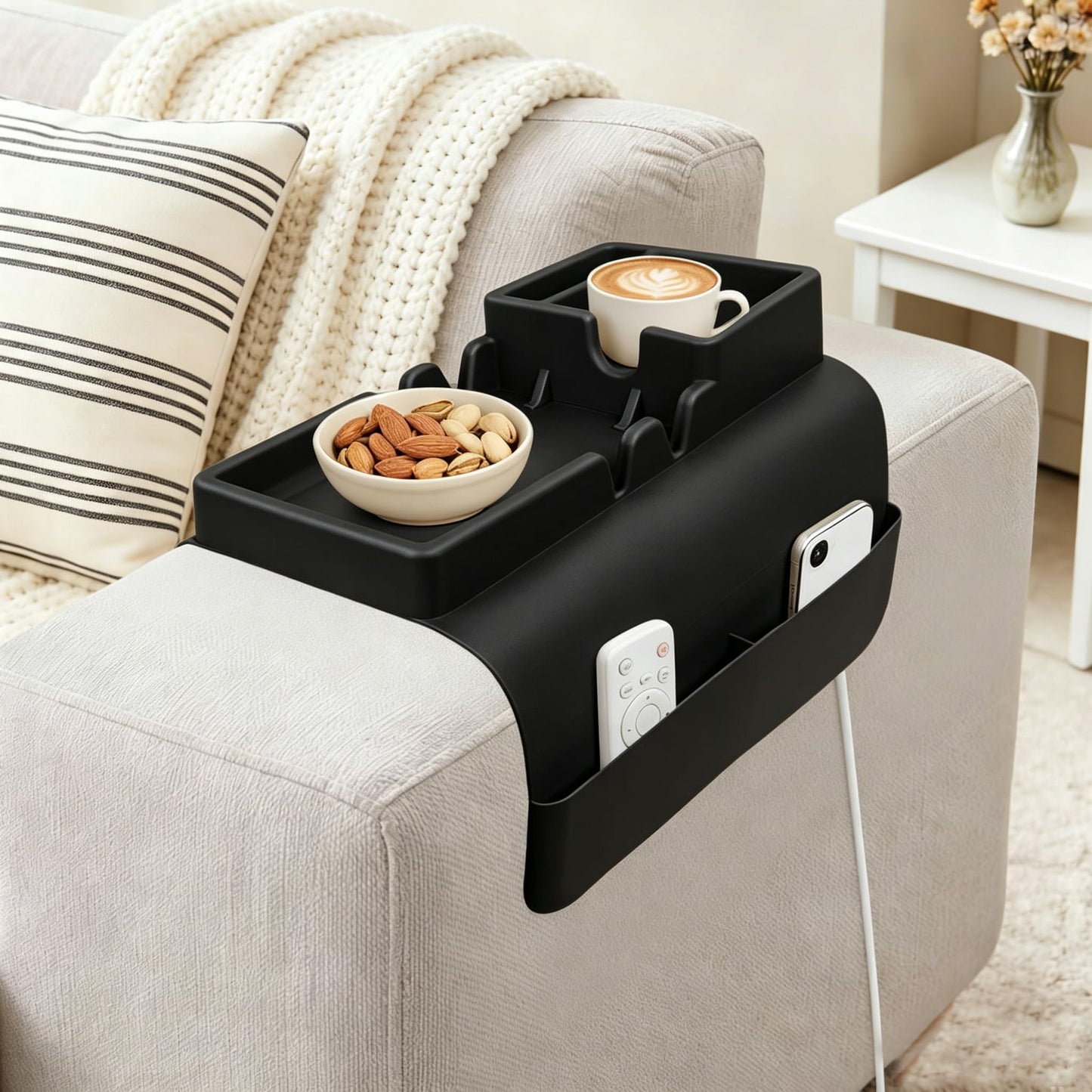 Silicone Sofa Arm Tray, Couch Cup Holder Tray, Sofa Armrest Organizer