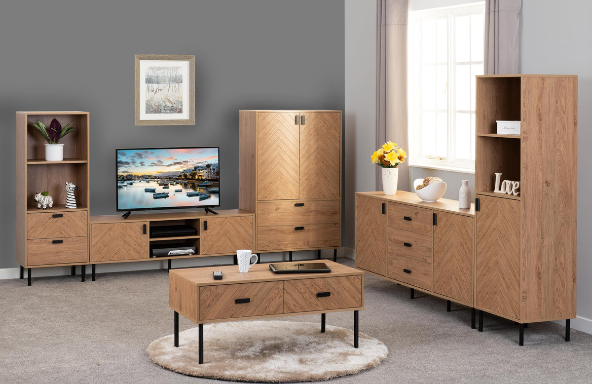 Seconique Leon 1 Door 2 Shelf Cabinet in Medium Oak Effect