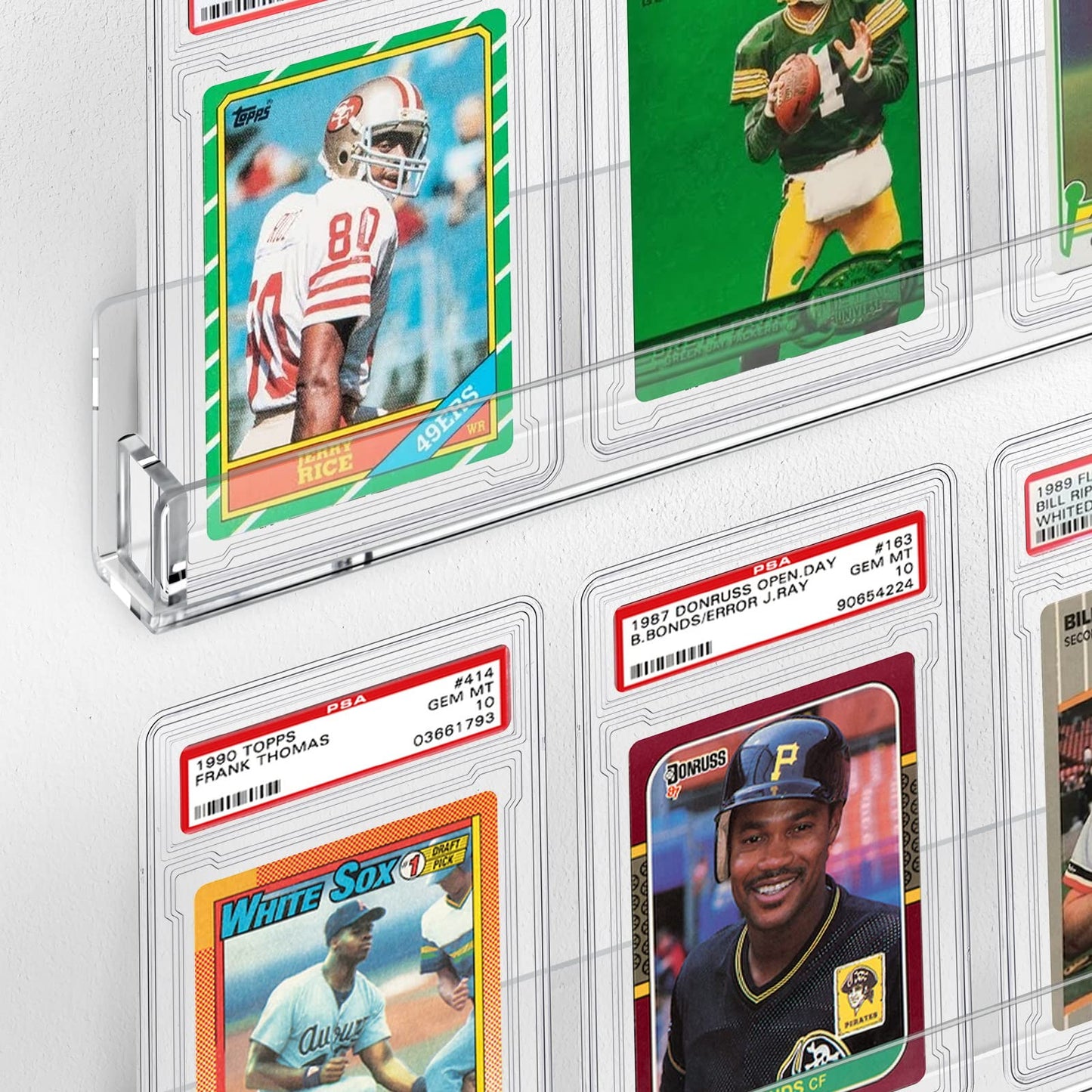 tutata Sports Card Display Shelf for Wall, Hold 16 Graded Cards or 20 Sleeved Trading Cards- 4 PCS Acrylic Shelves for PSA SGC BGS Graded Trading Card