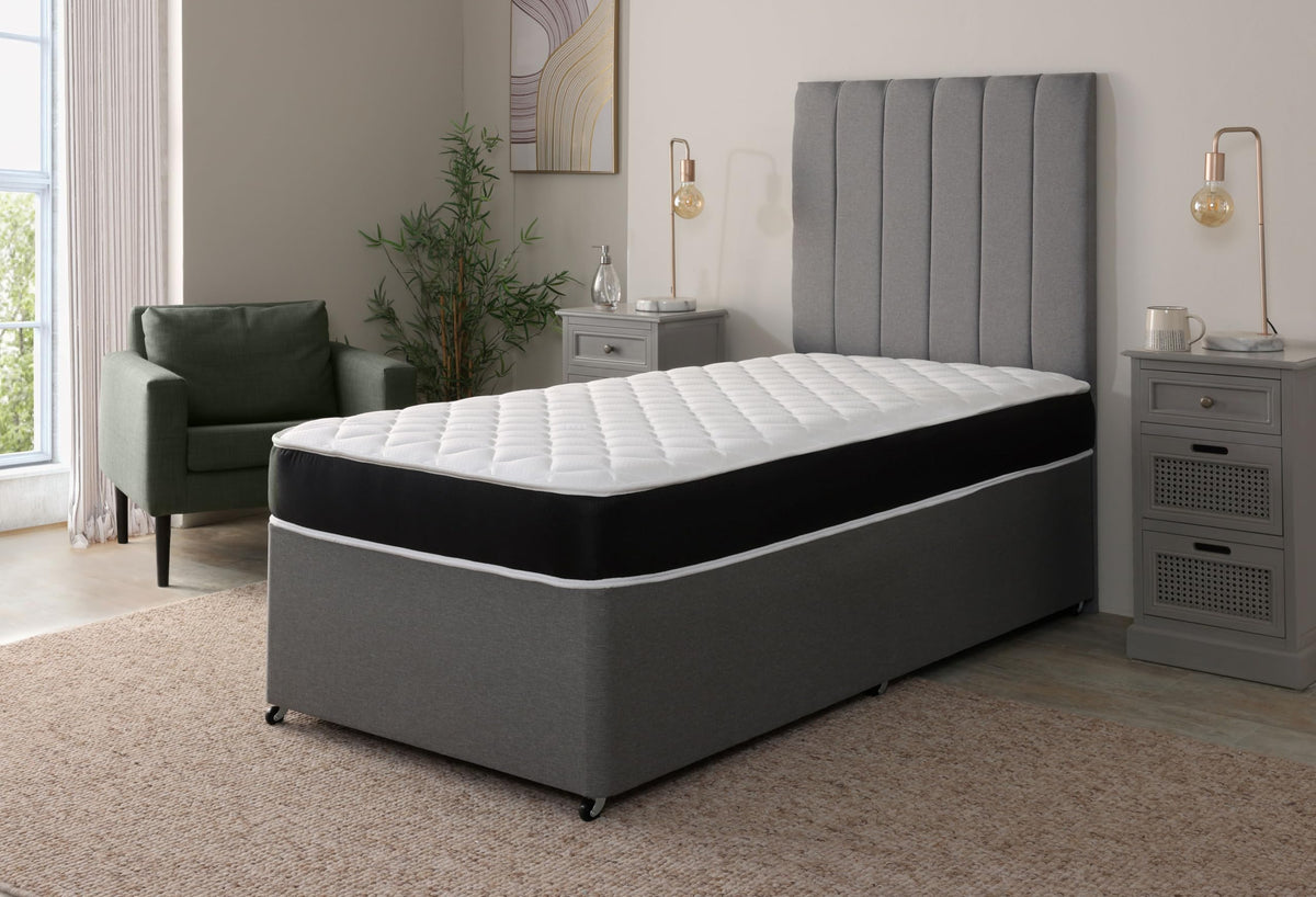 Starlight Beds Midnight Cooltouch Sprung Hybrid European Small Single Memory Foam Mattress, Maximum Value, Soft Feel, Black. 18cm Deep. 80cm x 200cm