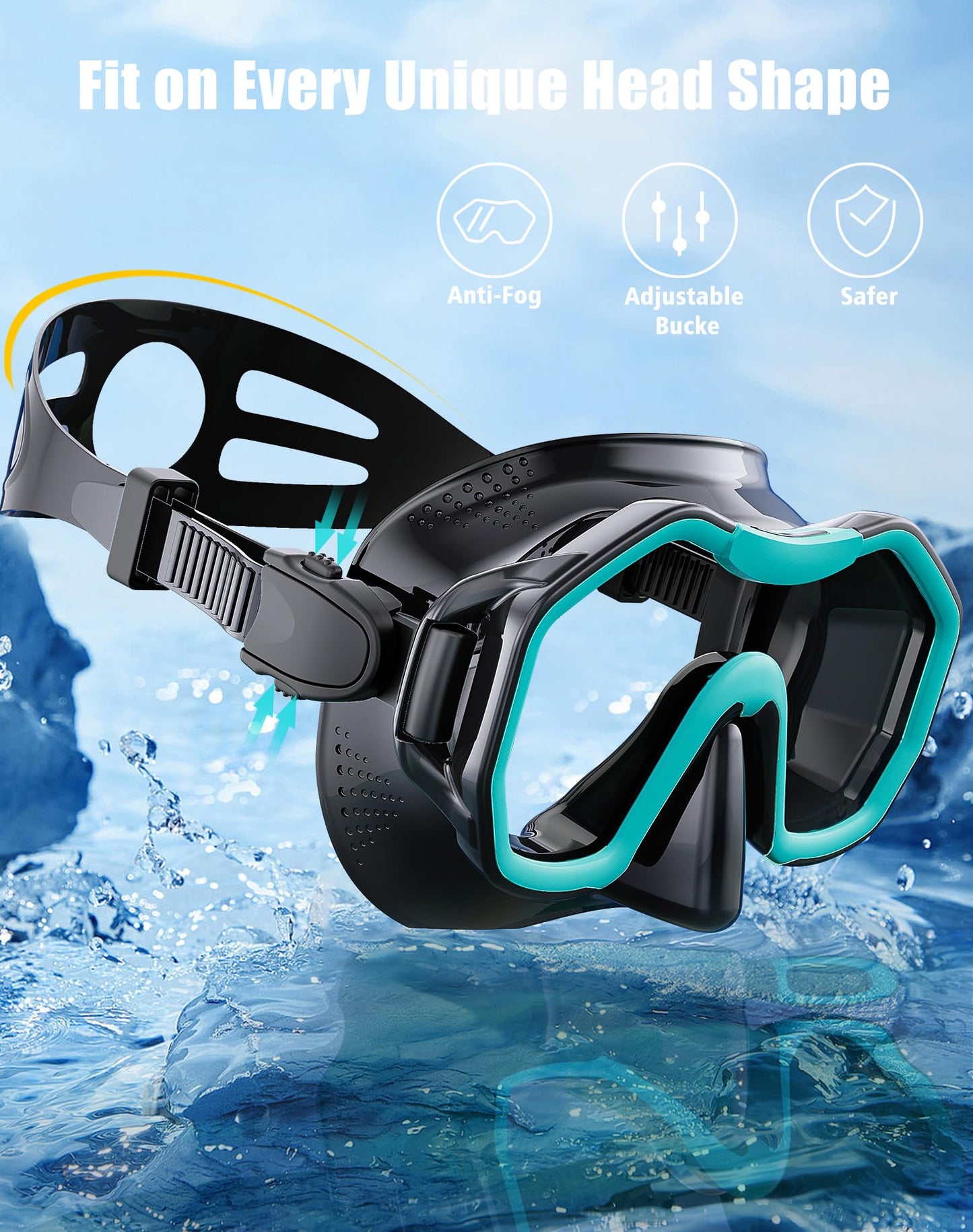 Lealinga Snorkel Set Adults 2Pack, Snorkel Mask Anti-Fog Panoramic View Diving Mask Dry Top Snorkel Kit with Travel Bag Diving Set for Snorkeling