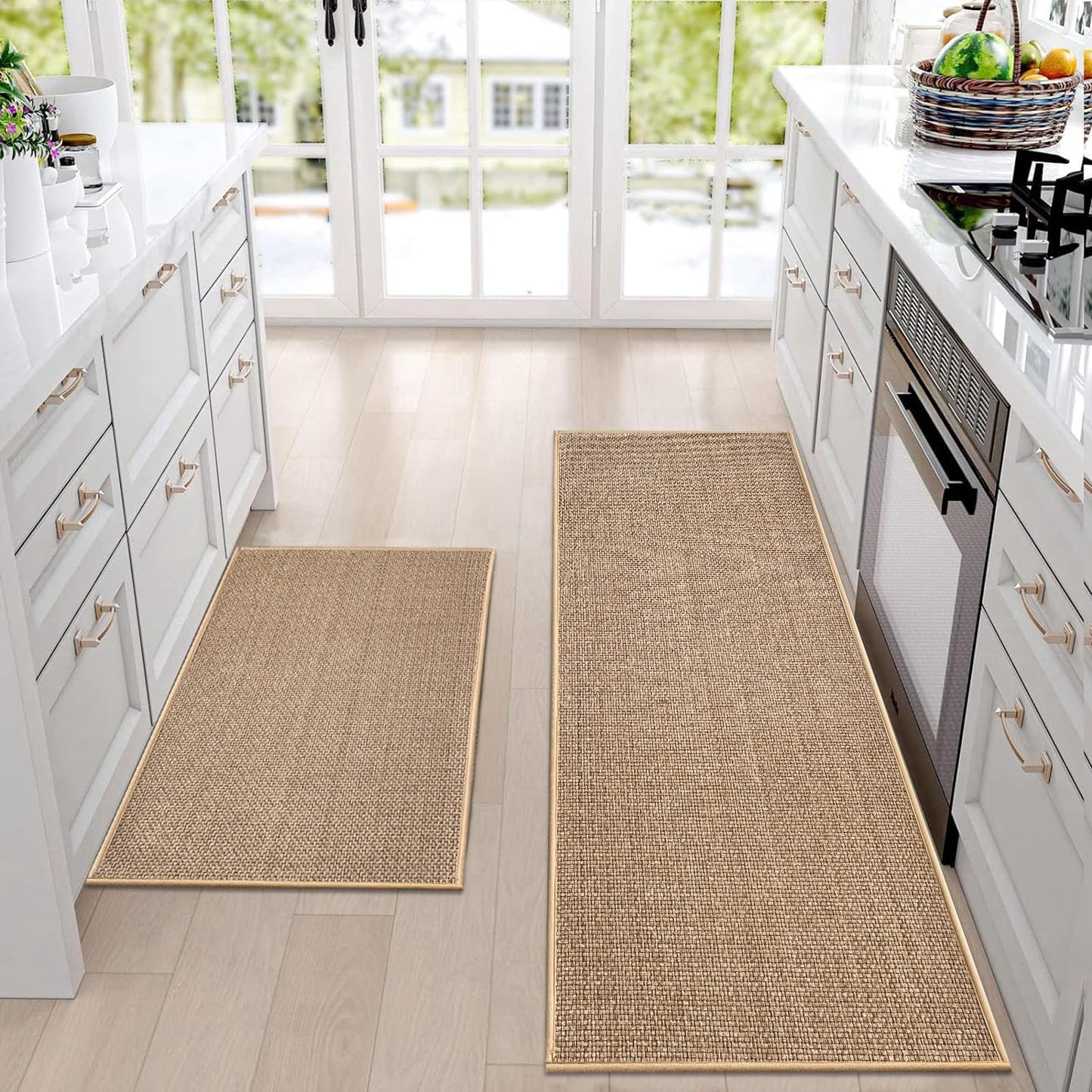 Artnice Kitchen Rug Mat Sets Non Slip Washable, Absorbent Floor Mats for Kitchen, Runner Rugs Set for Kitchen, Hallway, Dining Room, 44x77cm+44x120cm,