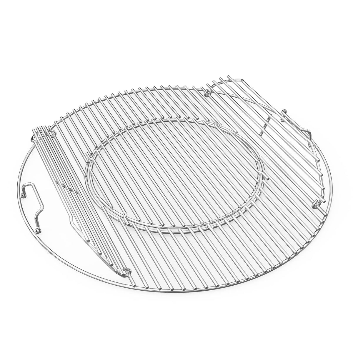 onlyfire Stainless Steel Cooking Grate,BBQ Grill Grate With Diameter 21.5",Double Side Opening with Detachable Handle,for Weber Gourmet BBQ System