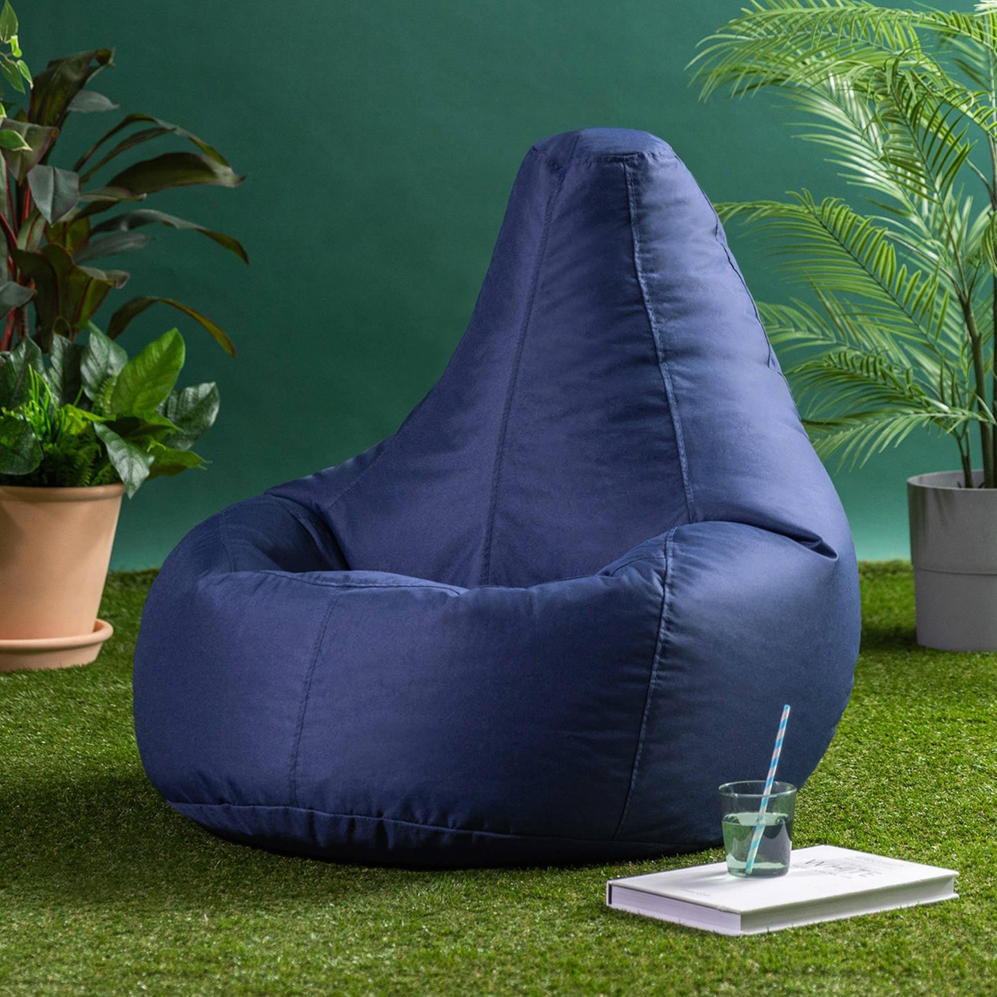 Bean Bag Bazaar Outdoor Bean Bag with Filling Included, Blue
