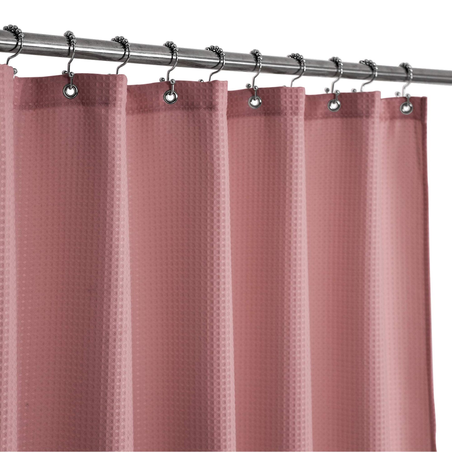 Barossa Design Hotel Spa Luxury Waffle Weave Shower Curtain 230gsm Heavy Duty Fabric Water Repellent 180x183cm Pale Mauve