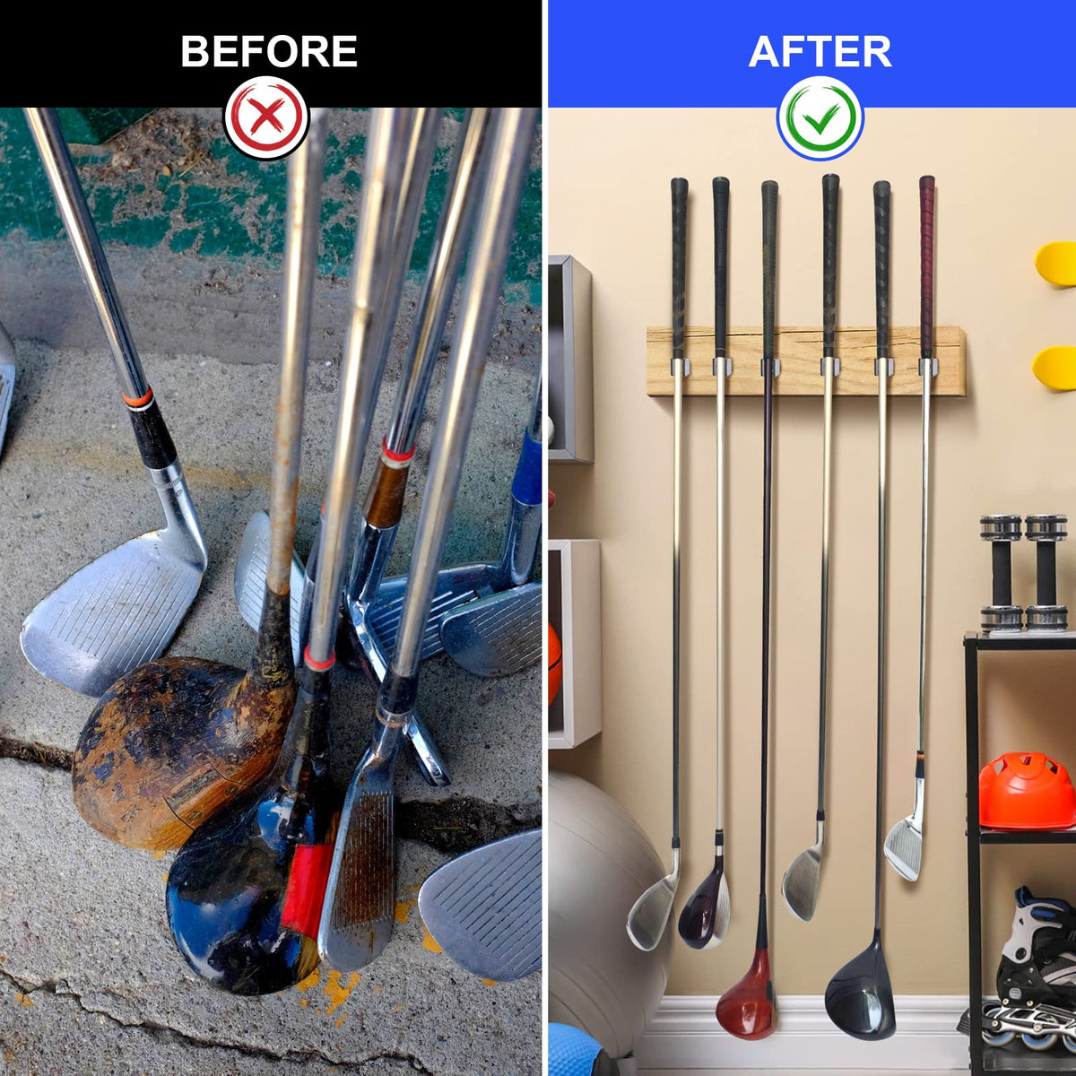 Deekin 30 Pcs Golf Club Holder Golf Club Rack Golf Storage Organizer for Garage Golf Club Hanger Golf Club Wall Mount with 60 Pcs Screws for Golf