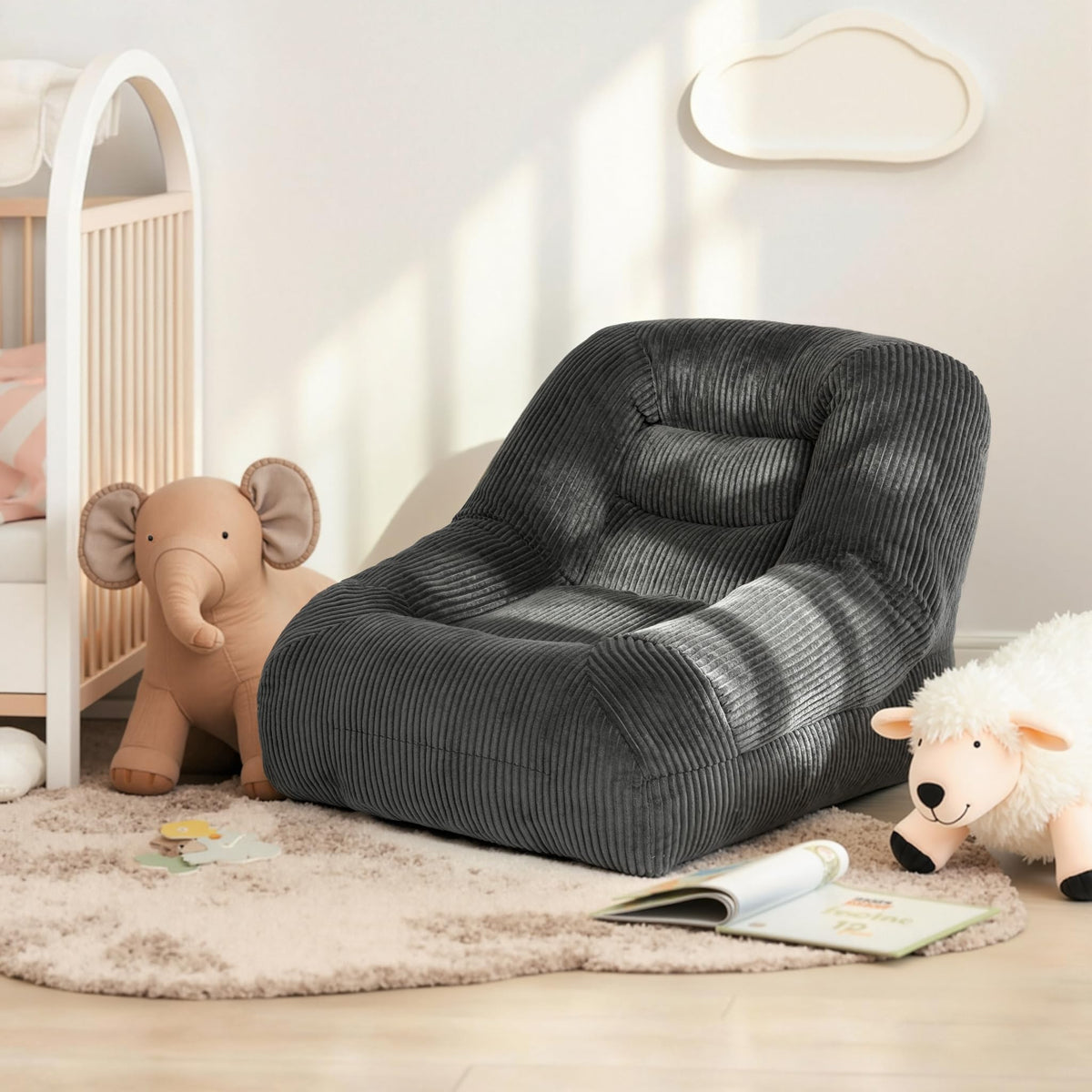 Pamapic Bean Bag, Single Bean Bag Chair with Filling Included, Beanbag Adult with Portable Handle, Comfy Sofa with Tilt Back Function