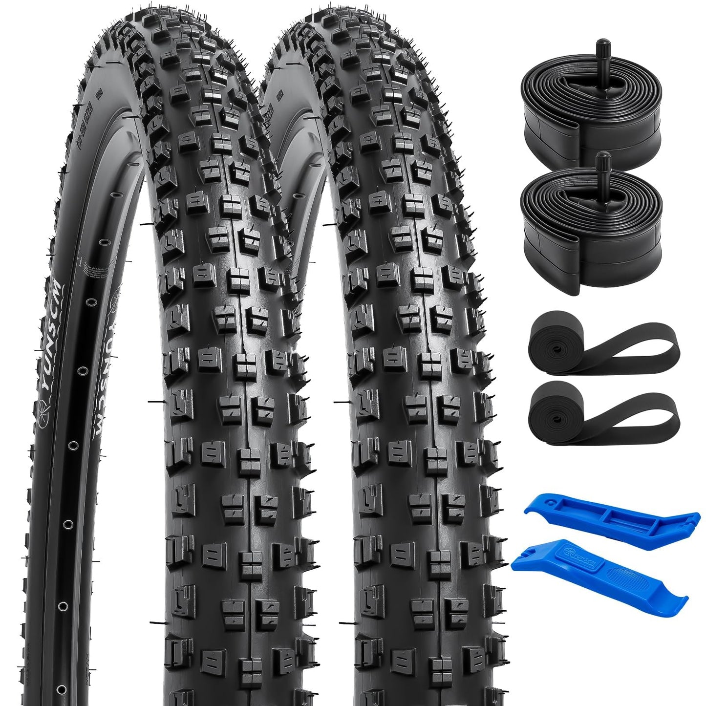 YunSCM 2-Pack 60TPI 29 inch Tyres 29x2.10 ETRTO 54-622 with 29 inch Inner Tubes AV32mm Schrader valve Compatible 54/57-622 29x2.0 29x2.10 29x2.125